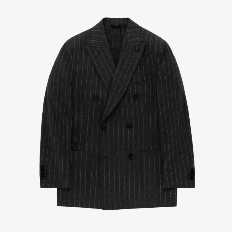 ALD / Drake's Double Breasted Chalkstripe Suit Jacket sold by Aime Leon Dore