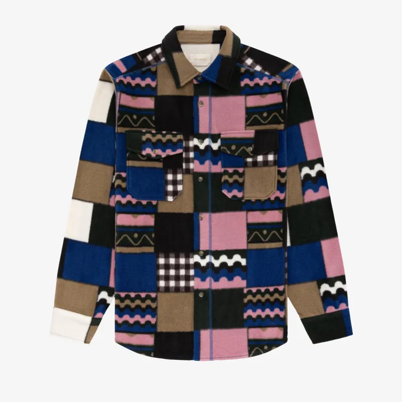 Printed Patchwork Fleece Shirt sold by Aime Leon Dore