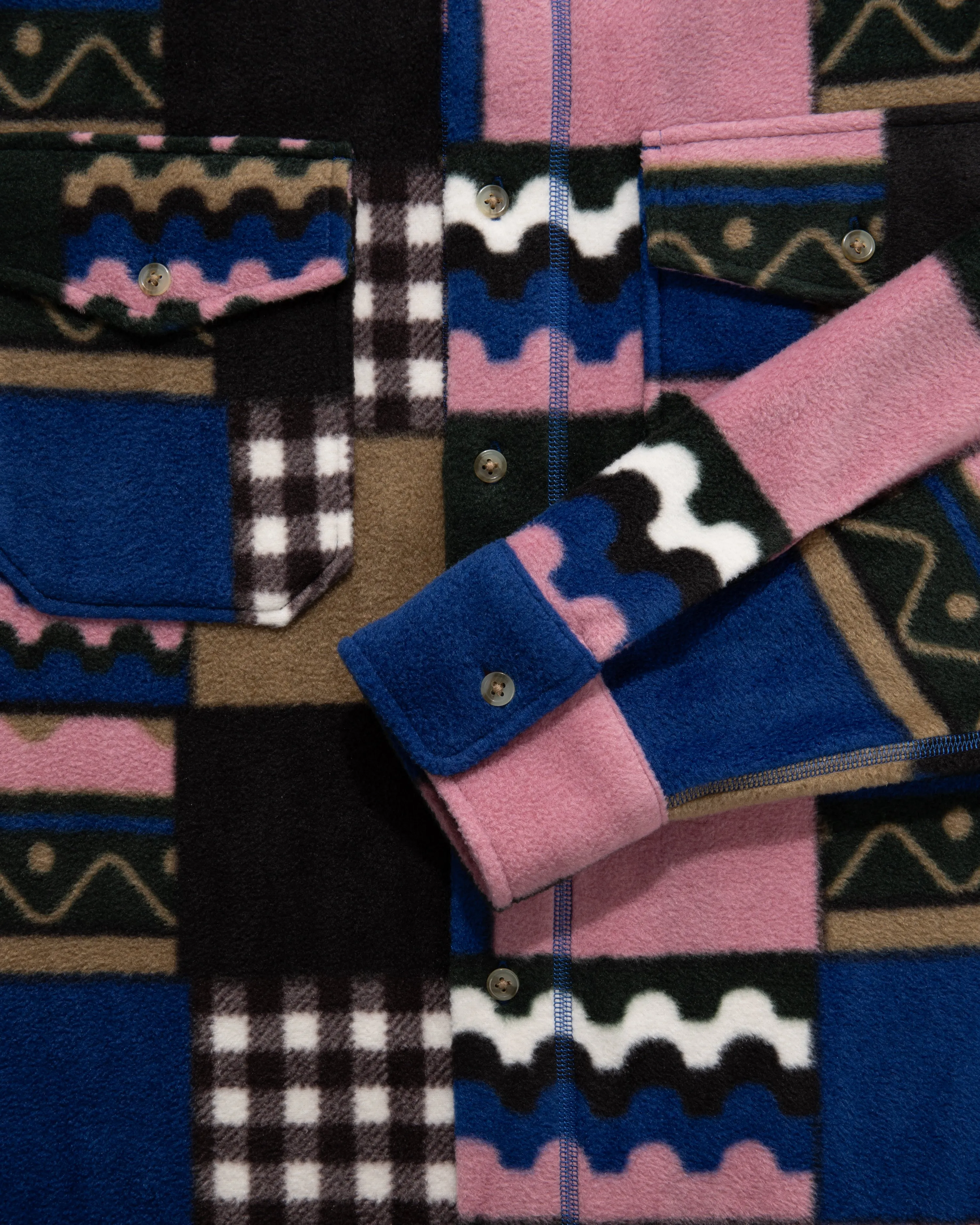 Printed Patchwork Fleece Shirt sold by Aime Leon Dore product image thumbnail 5