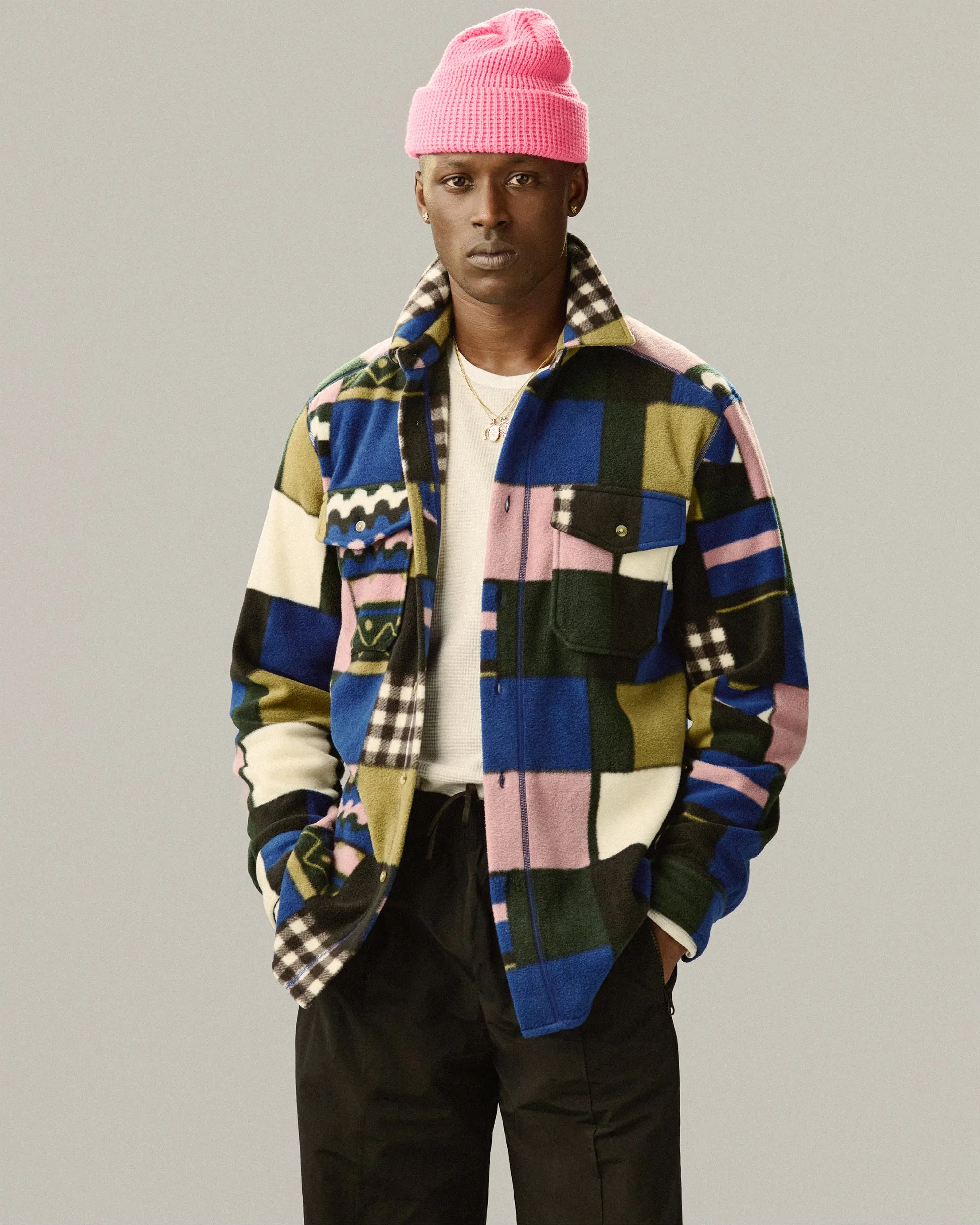 Printed Patchwork Fleece Shirt sold by Aime Leon Dore product image thumbnail 3