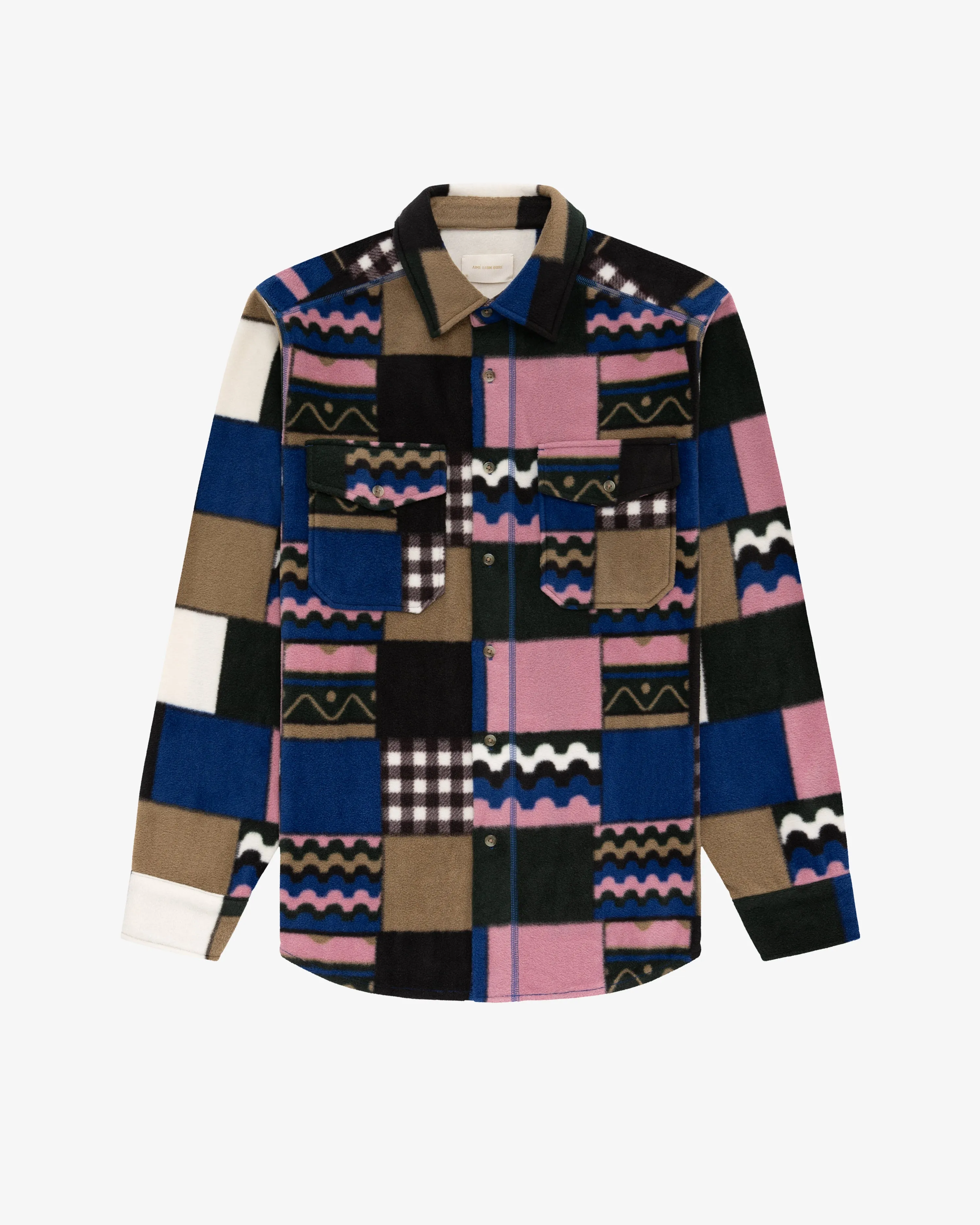 Printed Patchwork Fleece Shirt sold by Aime Leon Dore product image thumbnail 2