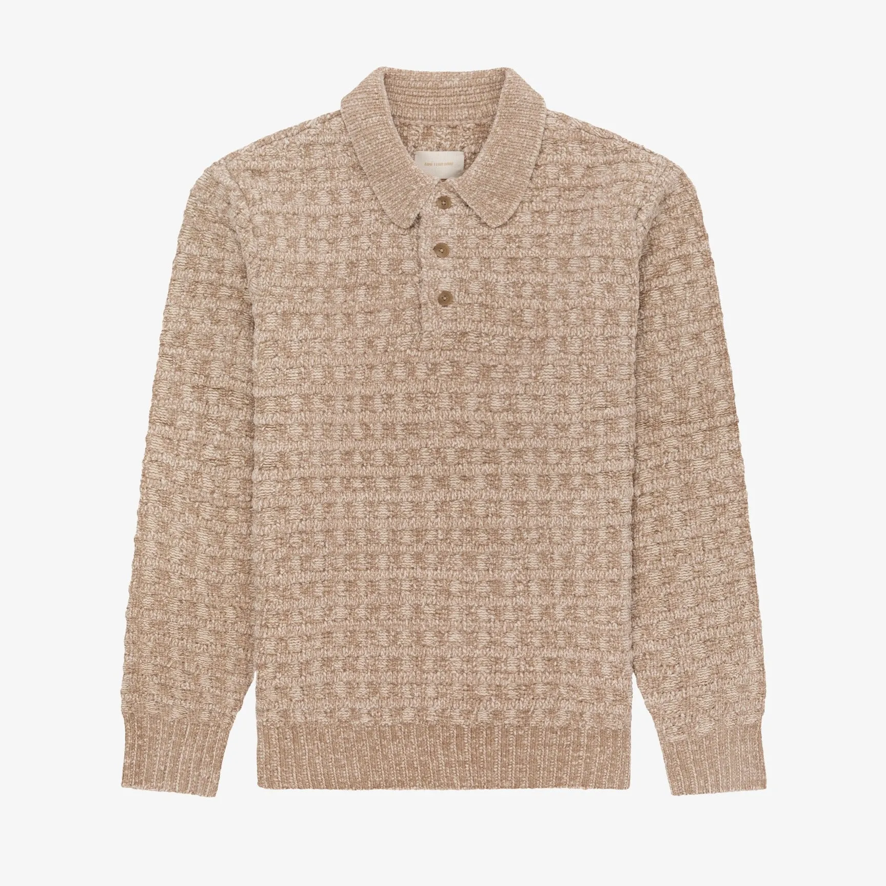 Long-Sleeve Waffle Knit Polo sold by Aime Leon Dore