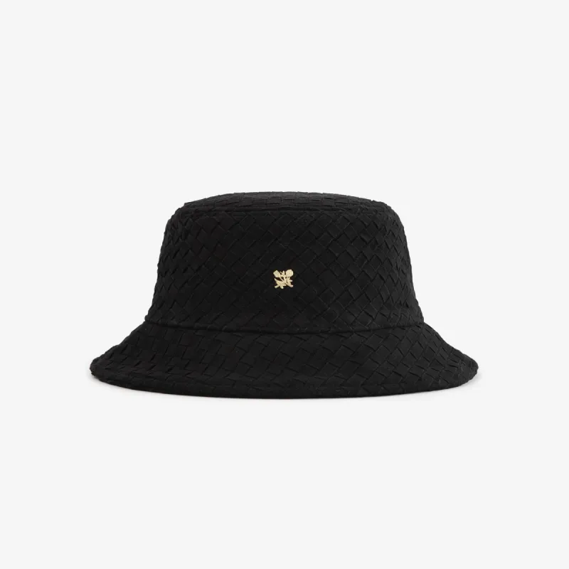 Woven Suede Crest Bucket Hat sold by Aime Leon Dore