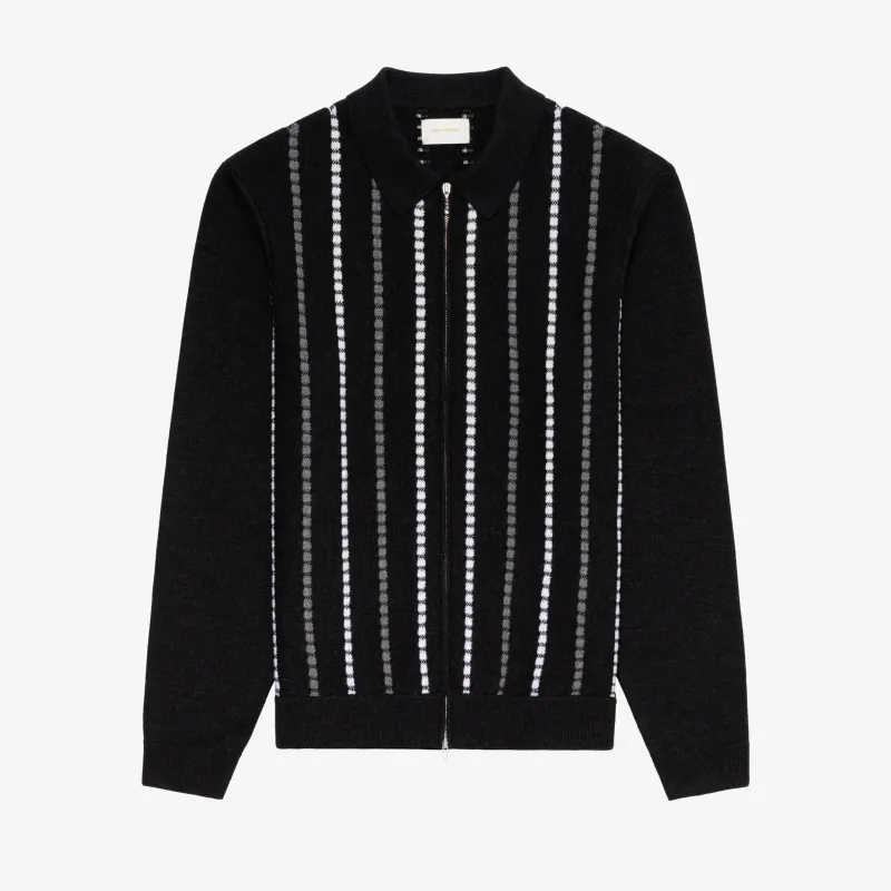 Jacquard Stripe Polo Cardigan sold by Aime Leon Dore