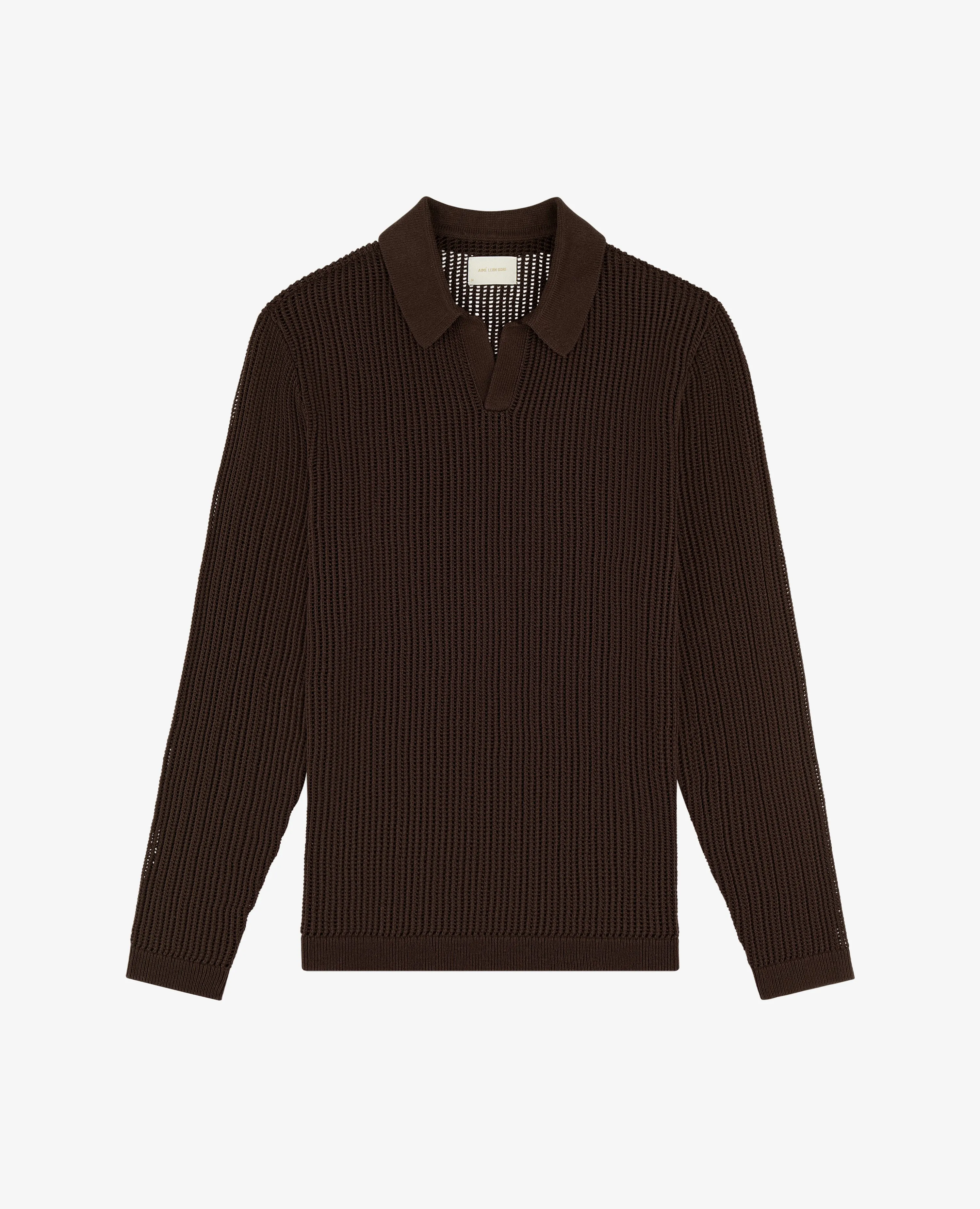 Long-Sleeve Mesh Knit Polo sold by Aime Leon Dore product image thumbnail 2