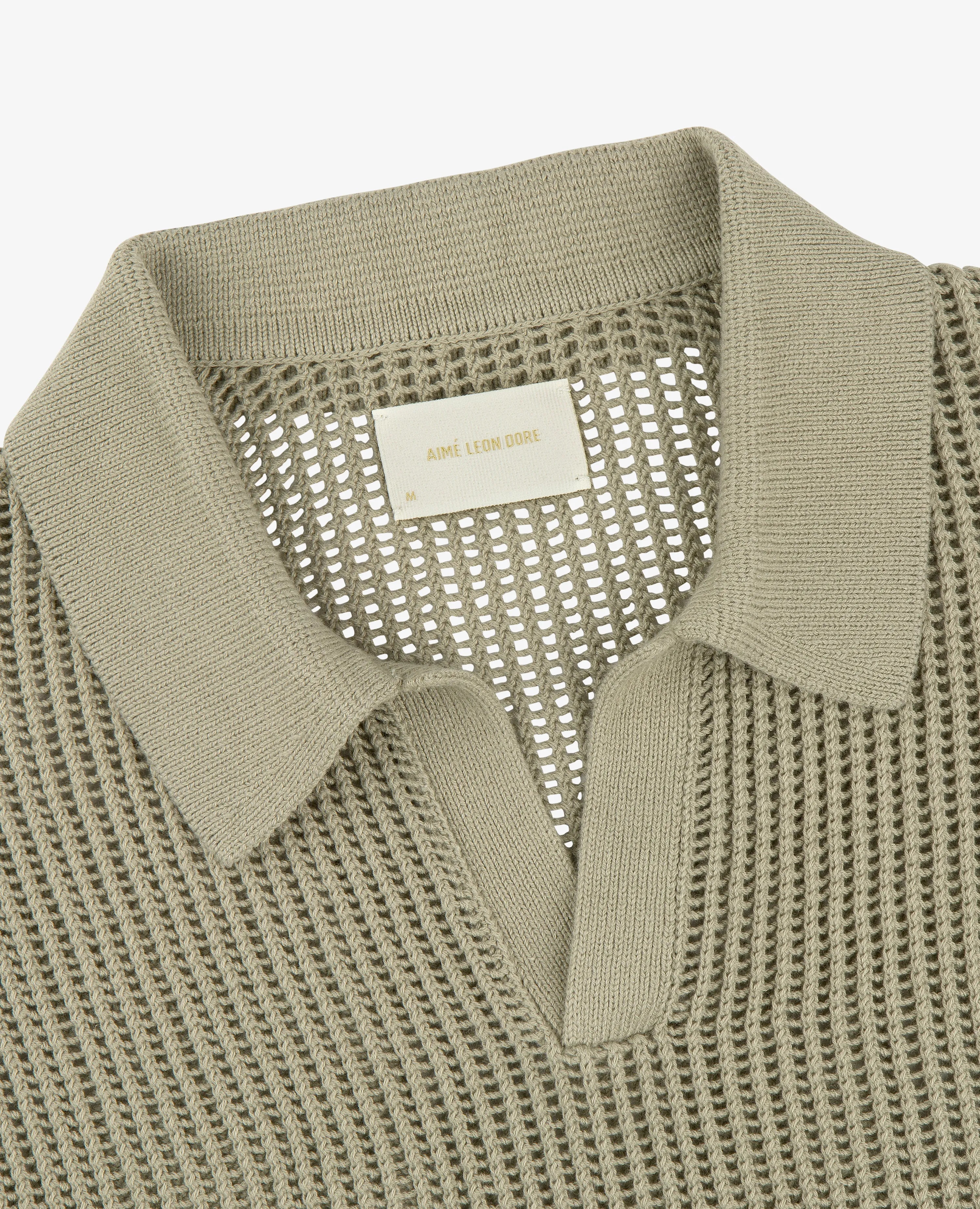 Long-Sleeve Mesh Knit Polo sold by Aime Leon Dore product image thumbnail 5