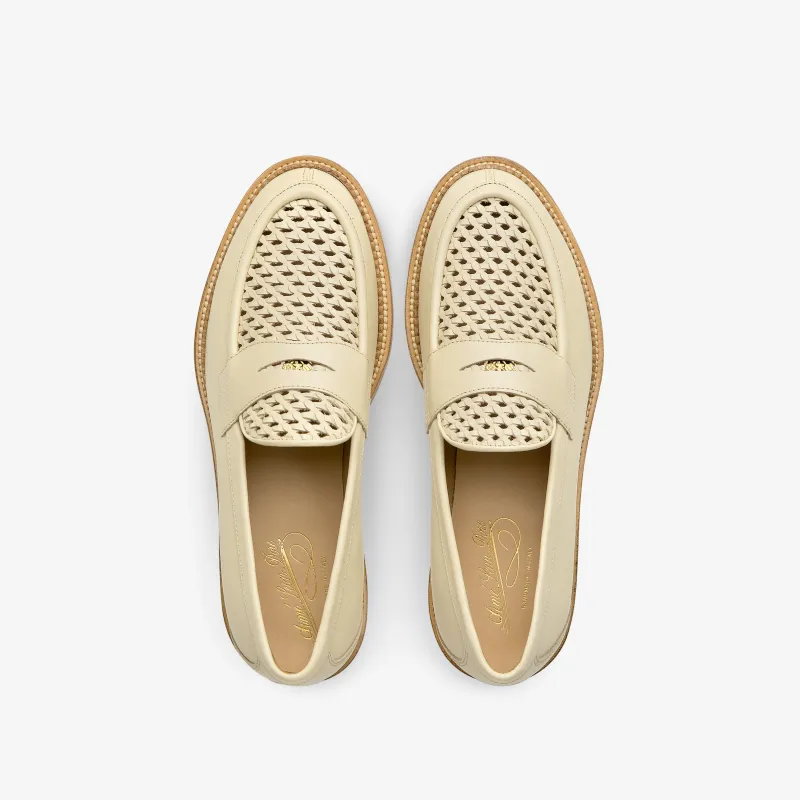 Queens Crest Raffia Loafer sold by Aime Leon Dore