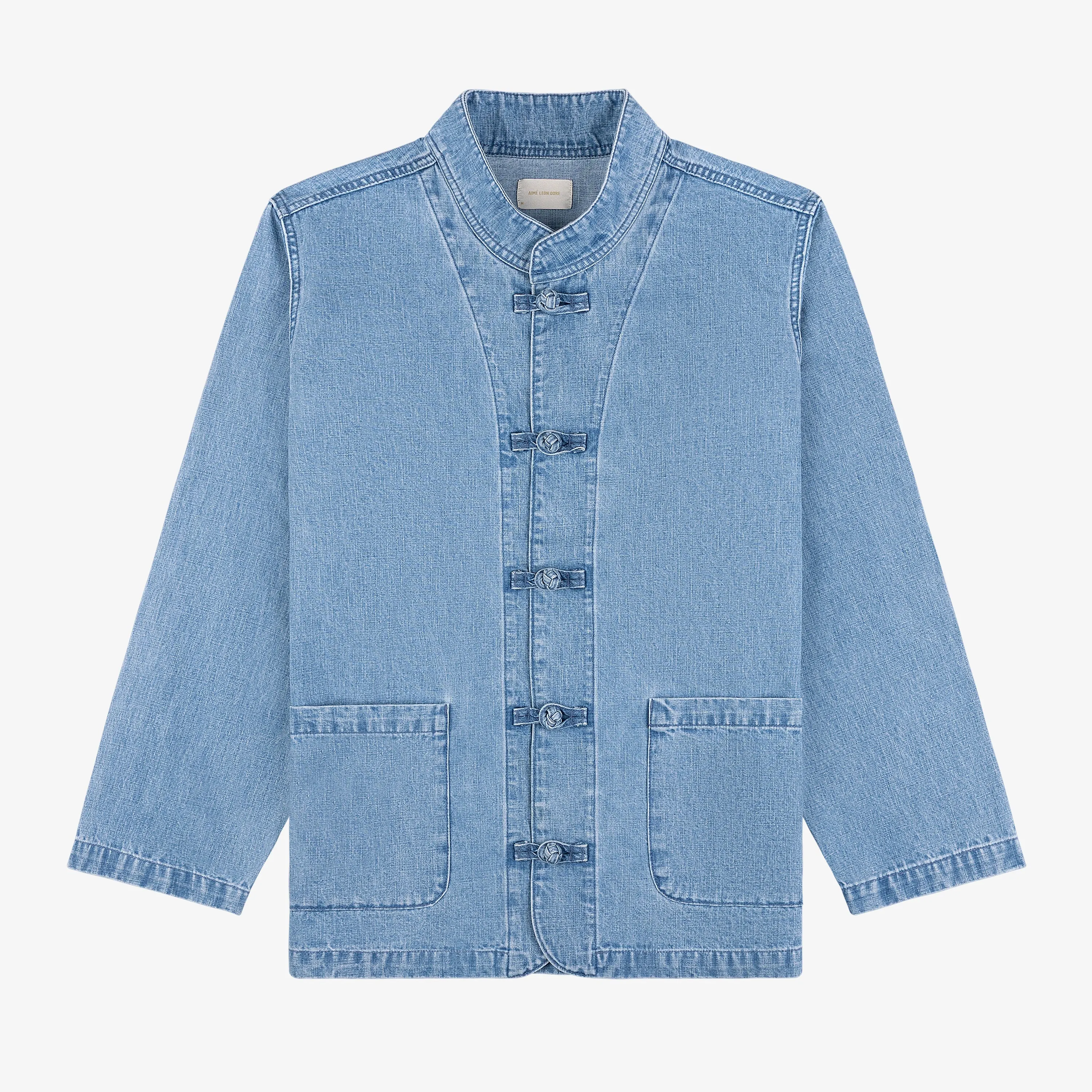 Denim Collarband Jacket sold by Aime Leon Dore