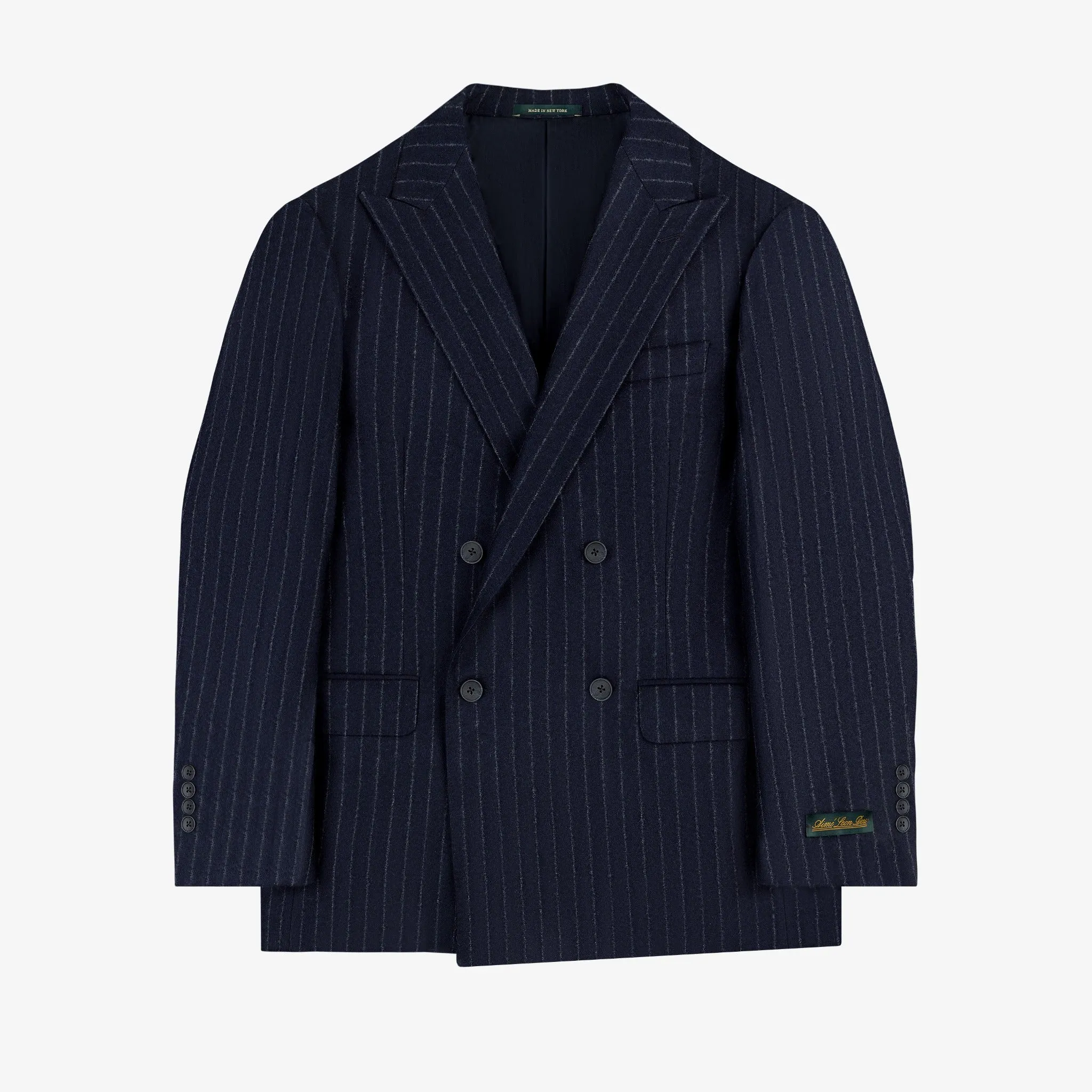 Double-Breasted Pinstripe Wool Suit Jacket sold by Aime Leon Dore