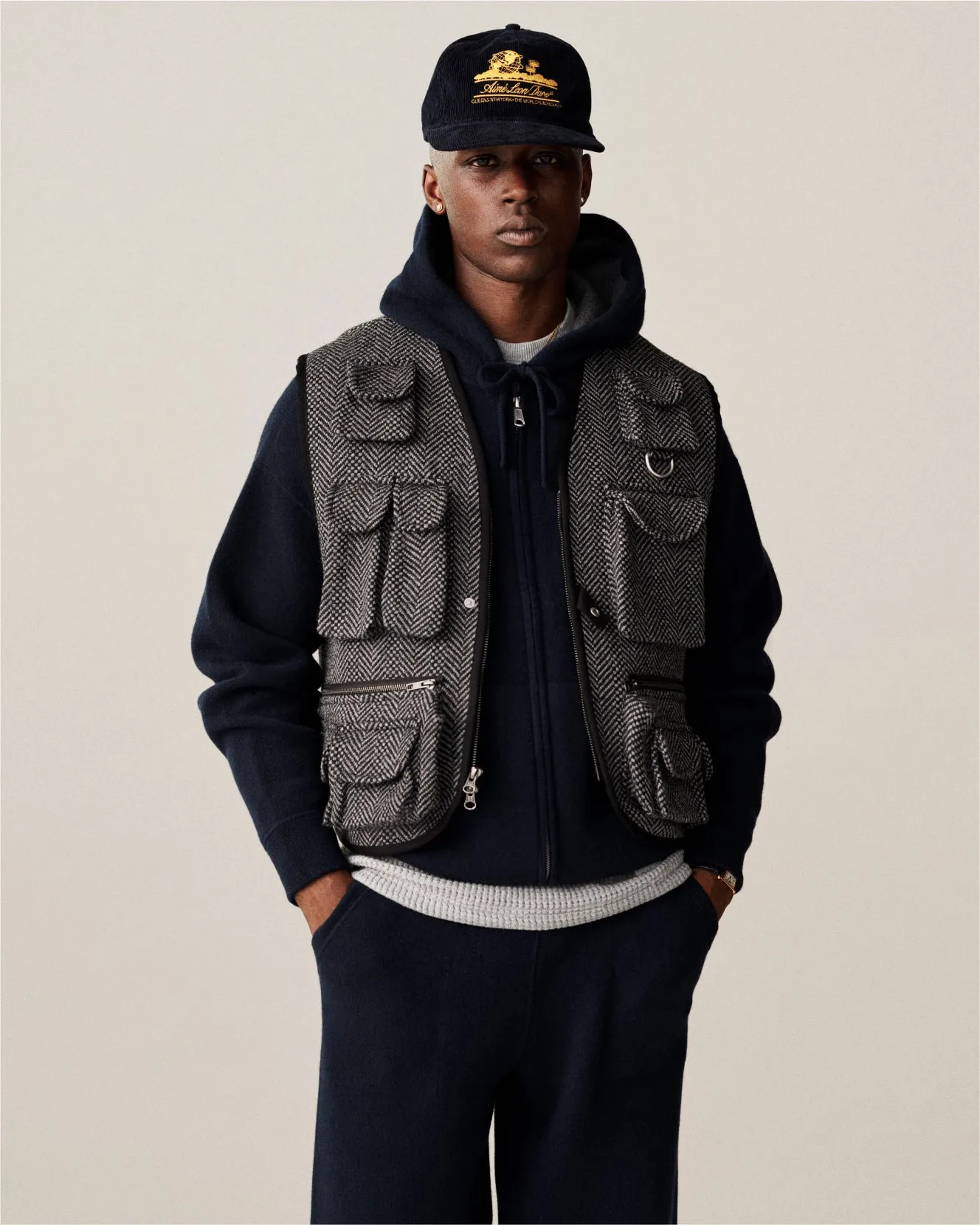 Wool Herringbone Fishing Vest sold by Aime Leon Dore product image thumbnail 3