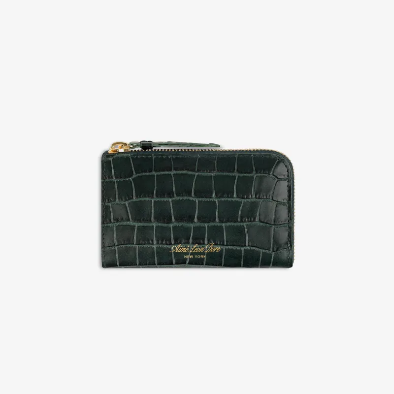 Croc-Embossed Leather Zip Cardholder made by Aime Leon Dore