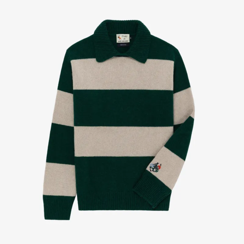 ALD / Drake's Striped Integral Collar Sweater sold by Aime Leon Dore
