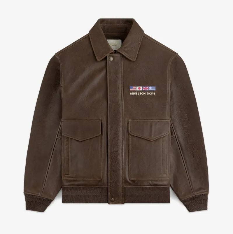 World's Borough Leather Flight Jacket sold by Aime Leon Dore