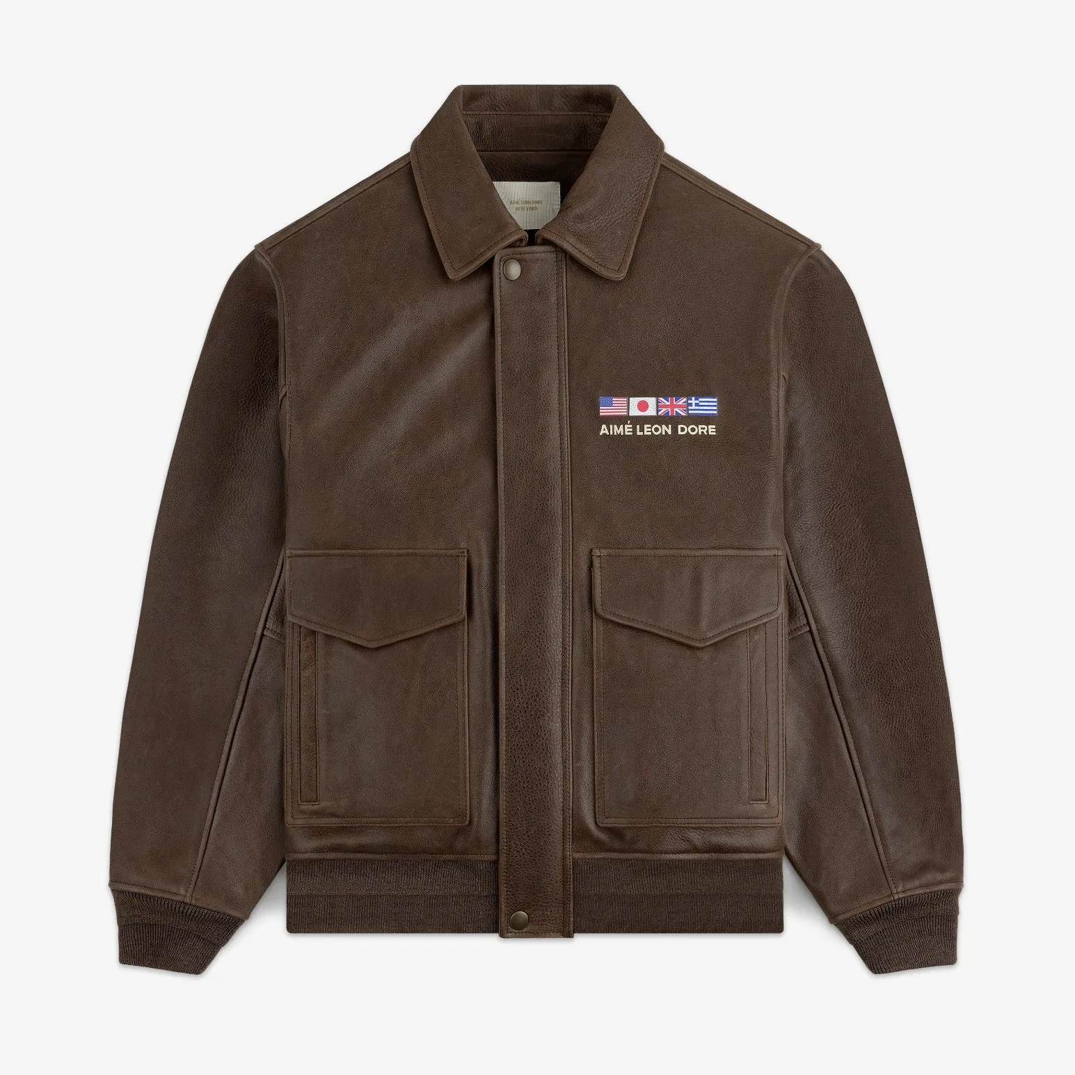 World's Borough Leather Flight Jacket sold by Aime Leon Dore