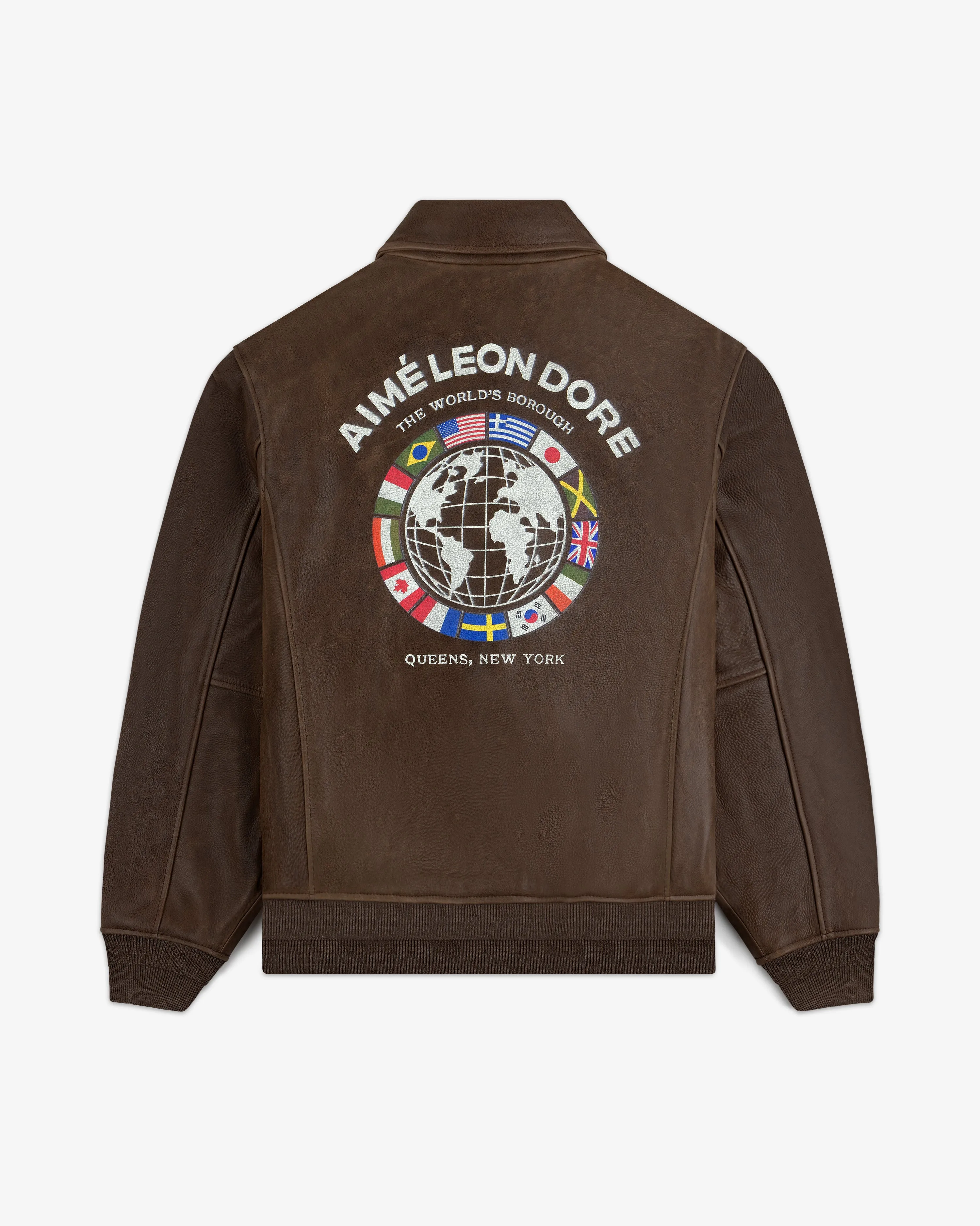 World's Borough Leather Flight Jacket sold by Aime Leon Dore product image thumbnail 4