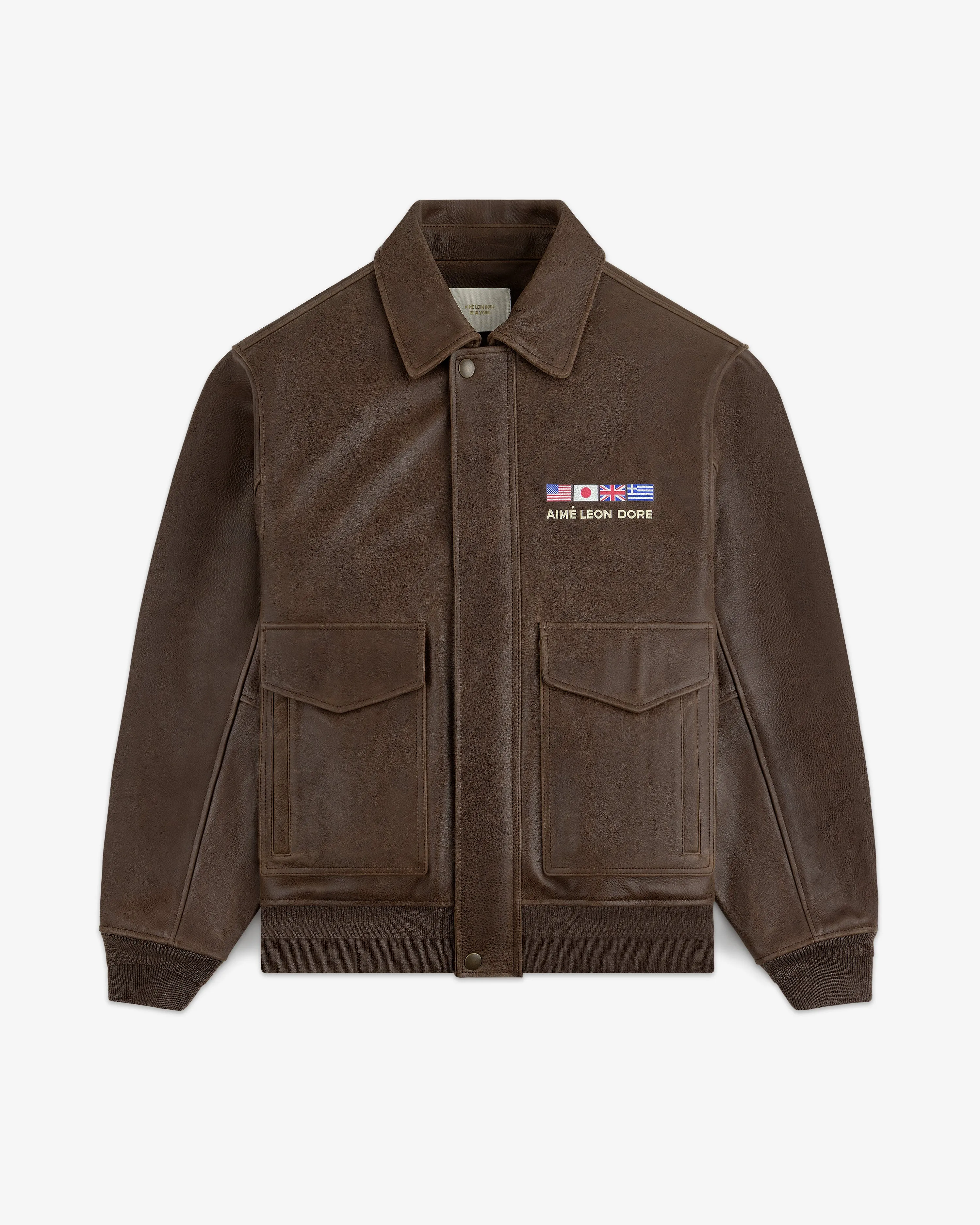 World's Borough Leather Flight Jacket sold by Aime Leon Dore product image thumbnail 2