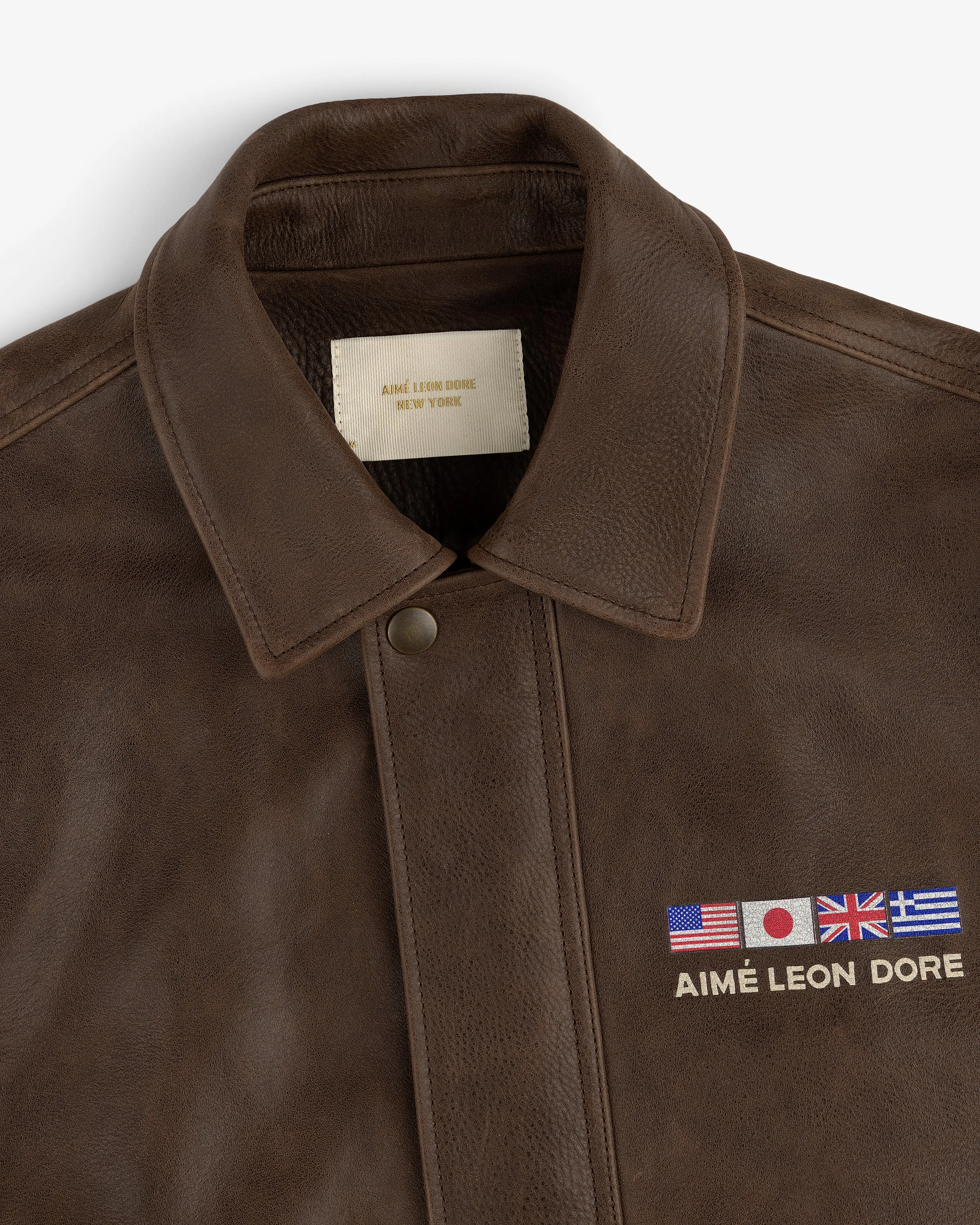 World's Borough Leather Flight Jacket sold by Aime Leon Dore product image thumbnail 5
