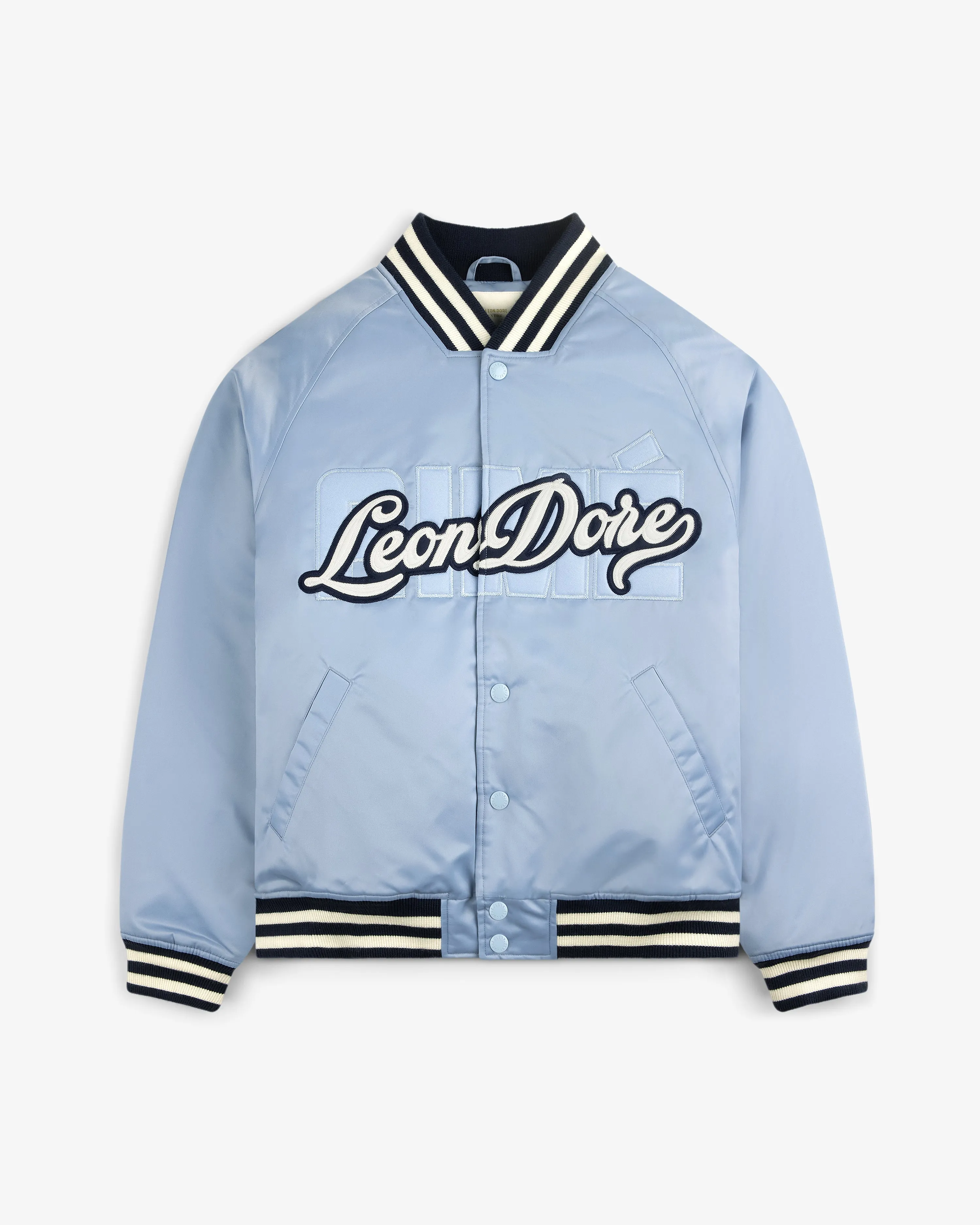 Overlay Logo Satin Varsity Jacket sold by Aime Leon Dore product image thumbnail 2