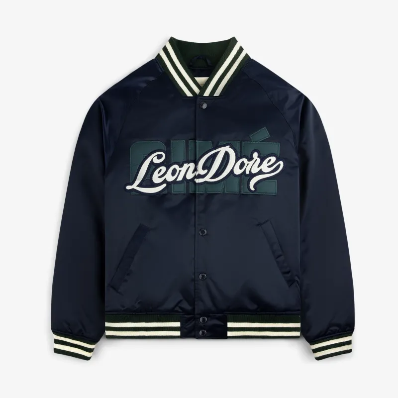 Overlay Logo Satin Varsity Jacket sold by Aime Leon Dore