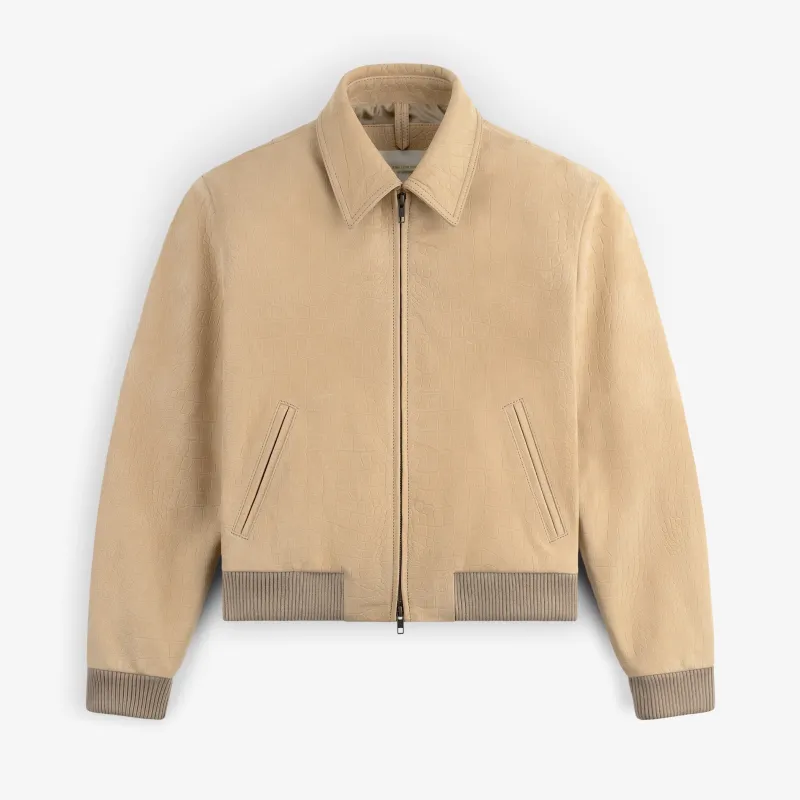 Croc-Embossed Nubuck Bomber Jacket made by Aime Leon Dore