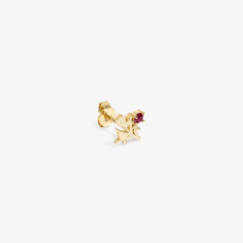 14Kt Gold Ruby Crest Earring made by Aime Leon Dore