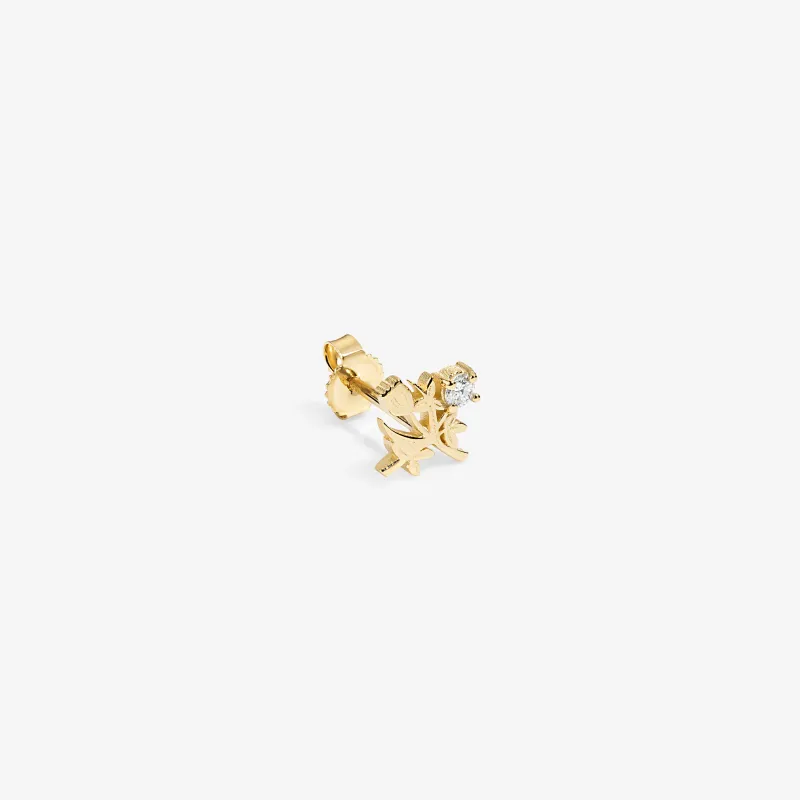 14Kt Gold Diamond Crest Earring made by Aime Leon Dore