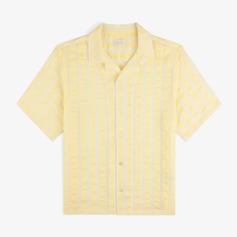 Linen Blend Striped Camp Shirt made by Aime Leon Dore