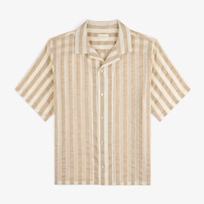 Linen Blend Striped Camp Shirt made by Aime Leon Dore