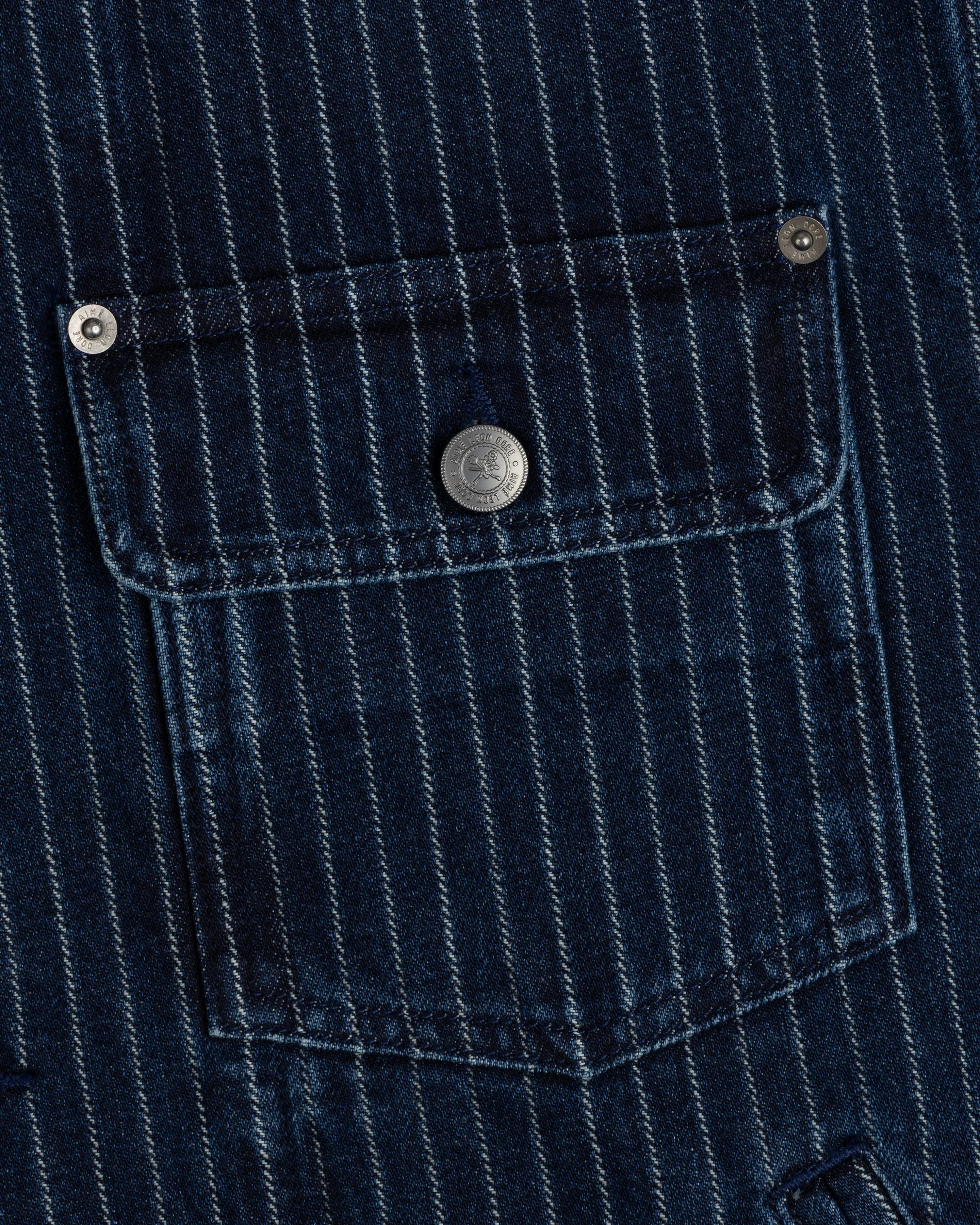 Chalk Stripe Denim Trucker Jacket sold by Aime Leon Dore product image thumbnail 4
