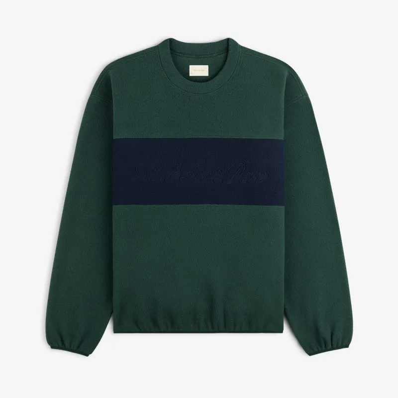 Fleece Script Paneled Crewneck Sweatshirt made by Aime Leon Dore