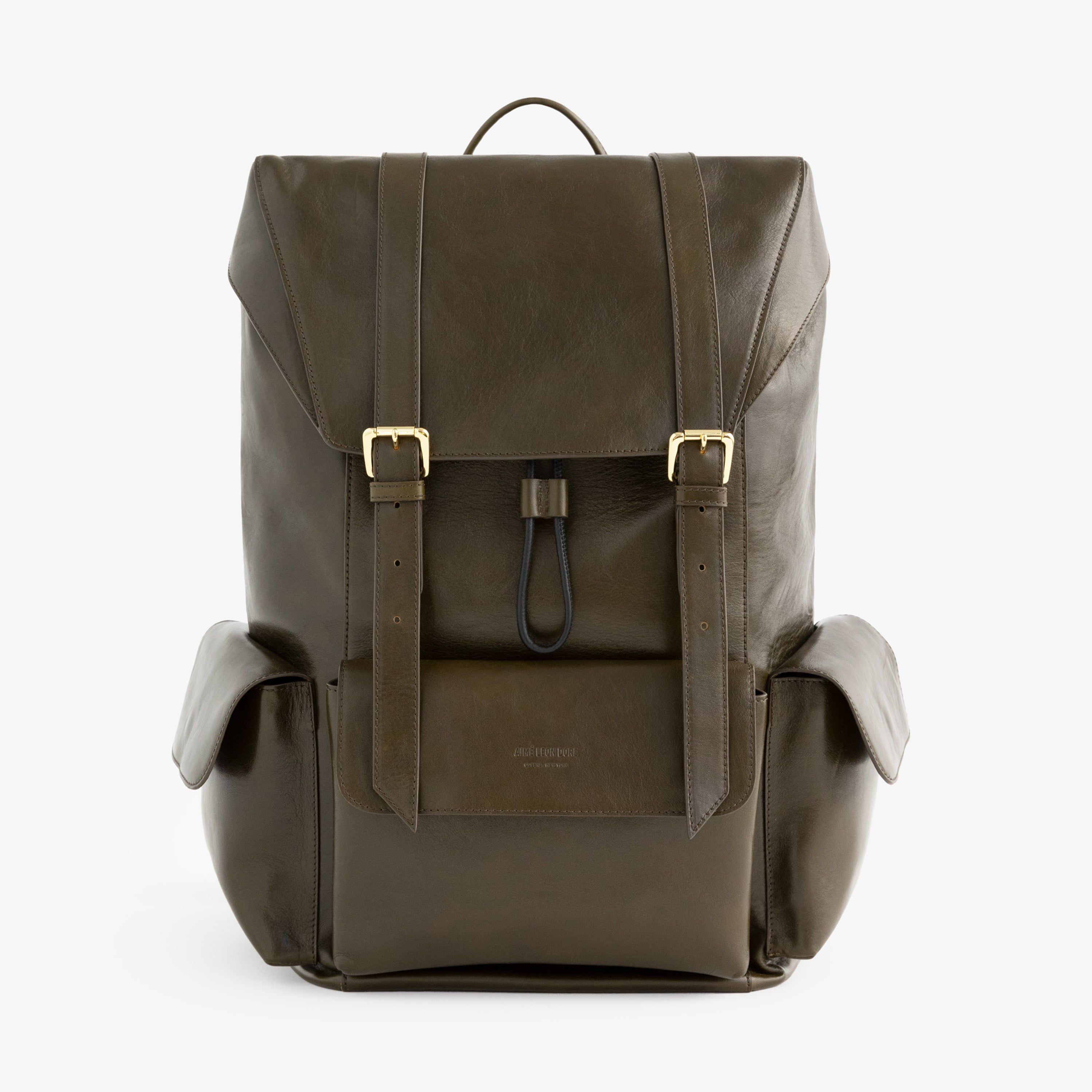 Debossed Logo Leather Backpack | Parallel