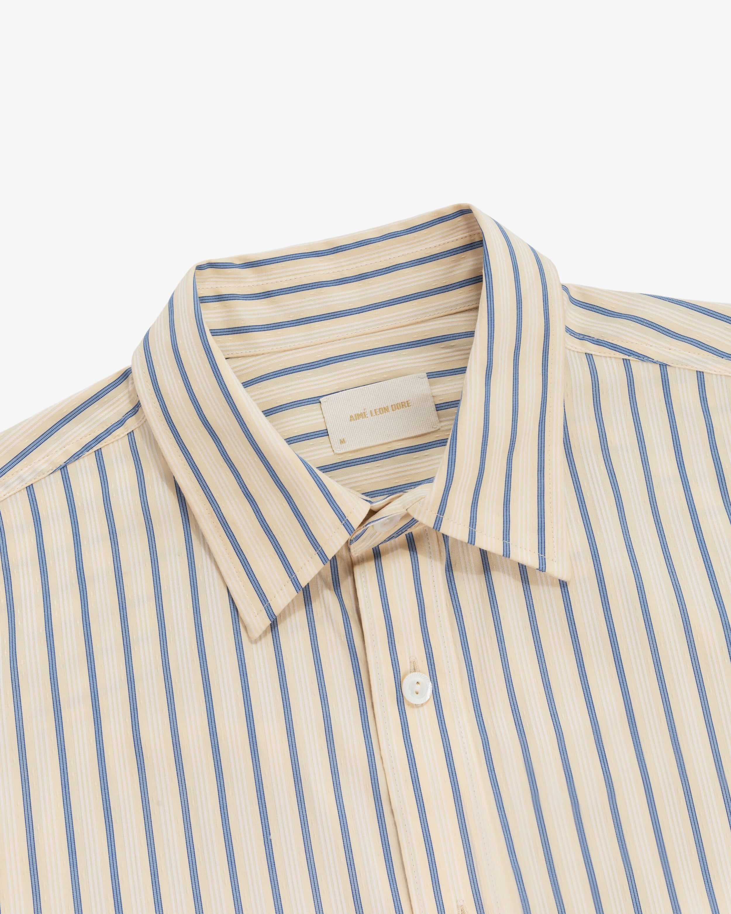 AIME LEON DORE / Jacquard Stripe Shirt/ジャガードストライプシャツ/SIZE:S/コットン/ホワイト// Jacquard Stripe Shirt | Parallel