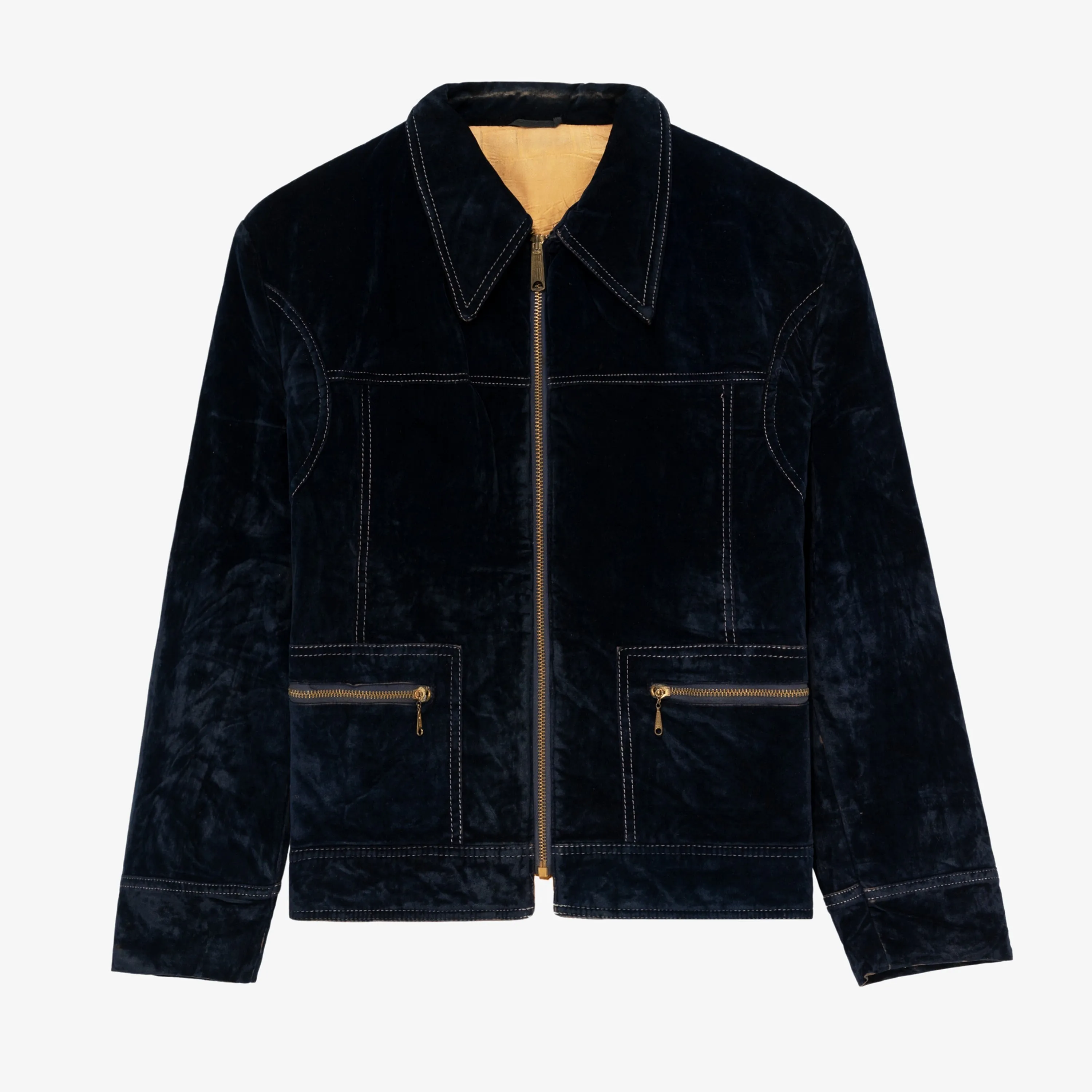 Velvet Zip-Up Jacket sold by Aime Leon Dore