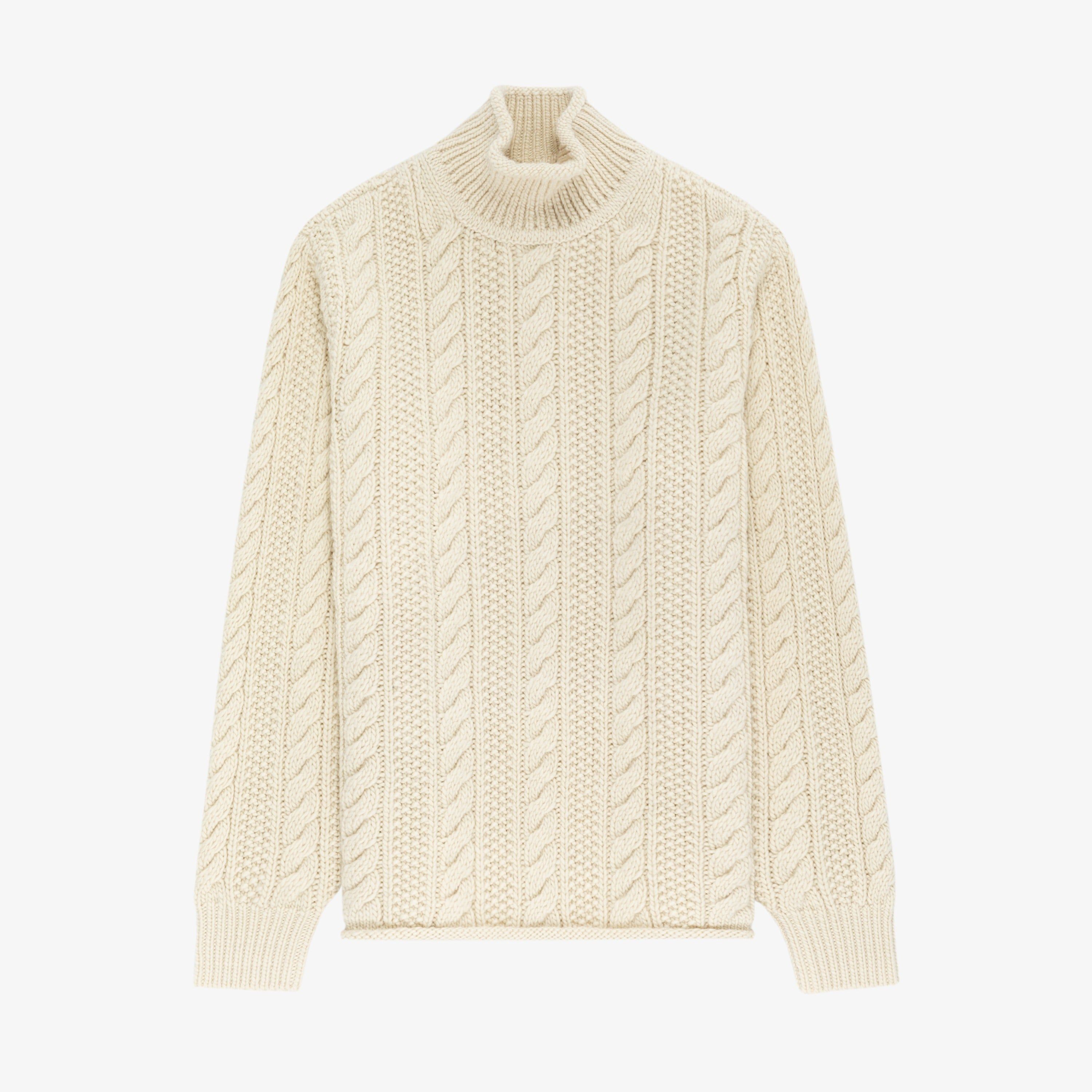 Aran Cable Mockneck Sweater sold by Aime Leon Dore