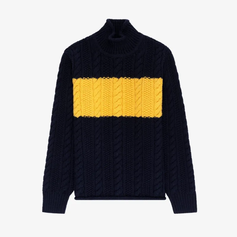 Aran Cable Mockneck Sweater sold by Aime Leon Dore