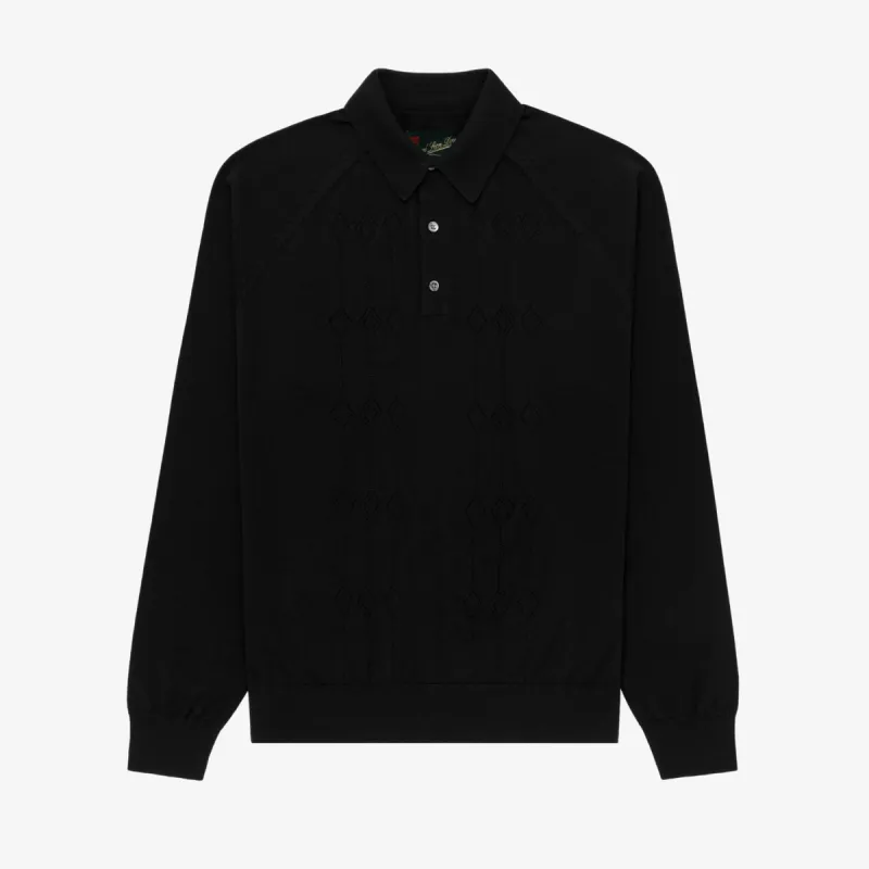Long-Sleeve Pointelle Knit Merino Polo sold by Aime Leon Dore
