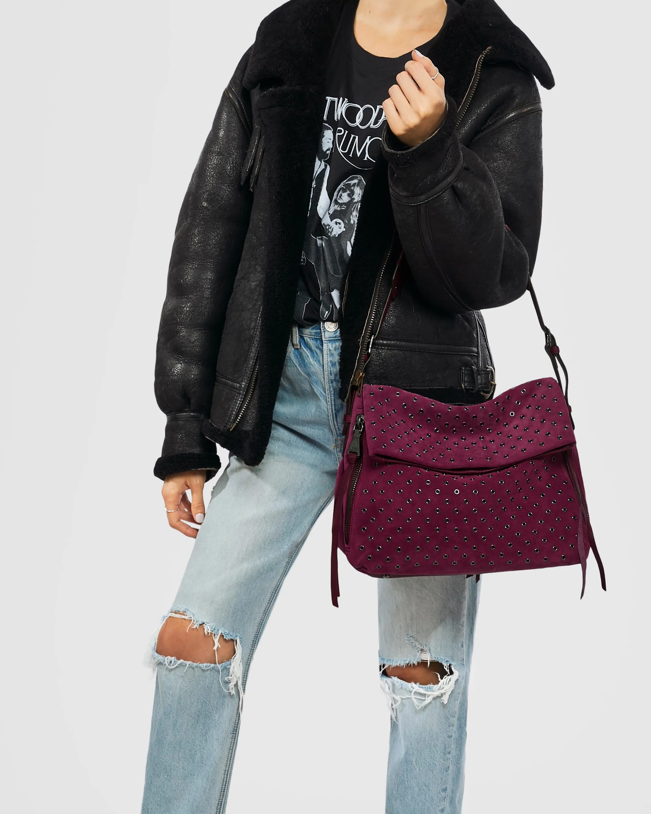 Bali Novelty Double Entry Hobo in Luxury Suede sold by Aimee Kestenberg product image thumbnail 2