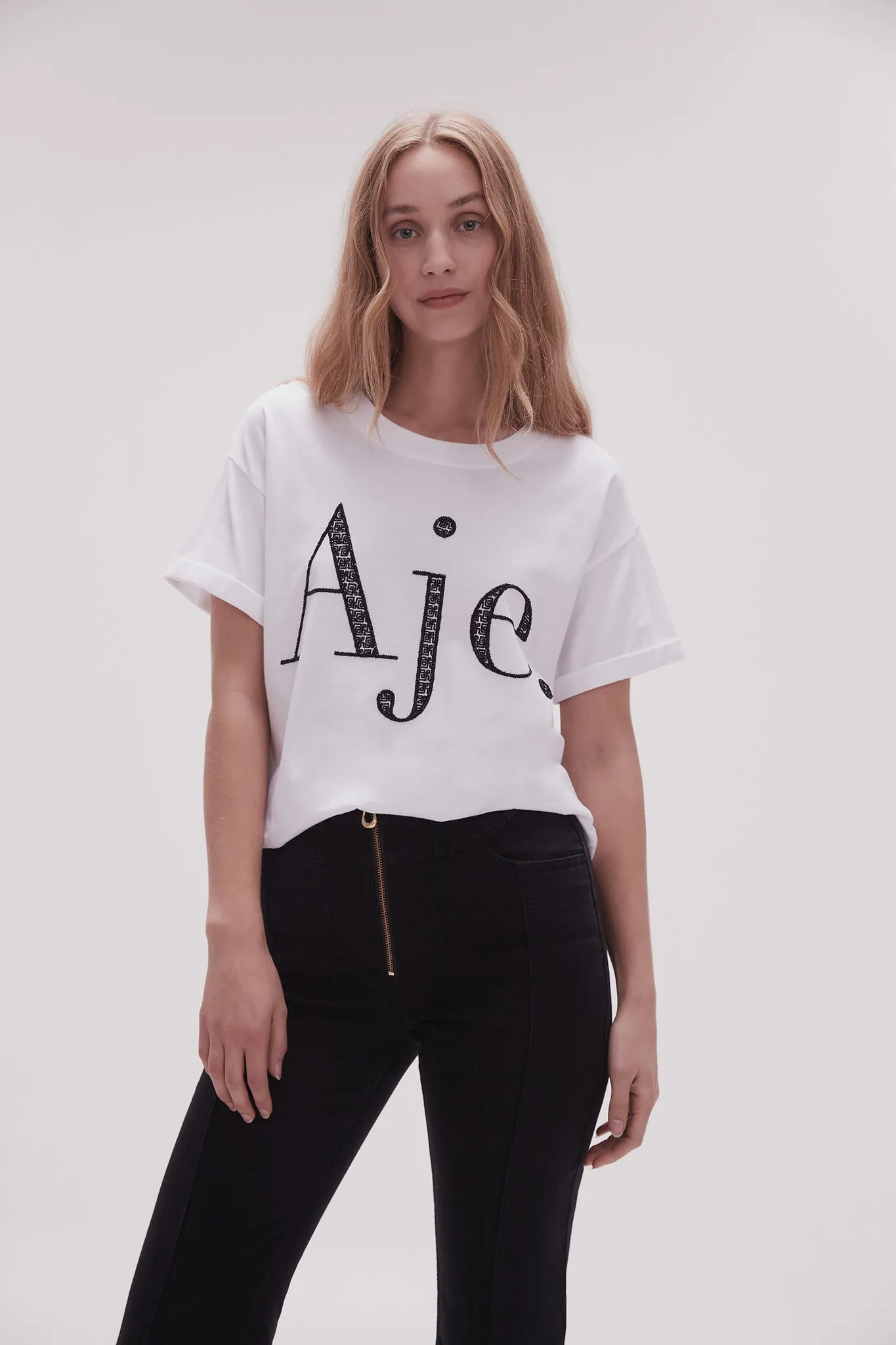 Flossie Embellished Logo Tee sold by Aje