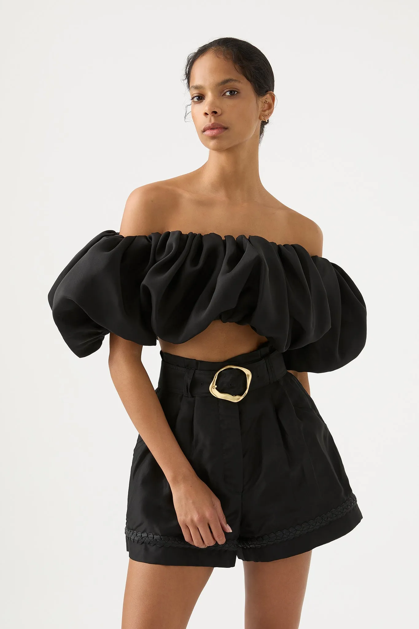 Riviera Off Shoulder Tube Silk Top sold by Aje