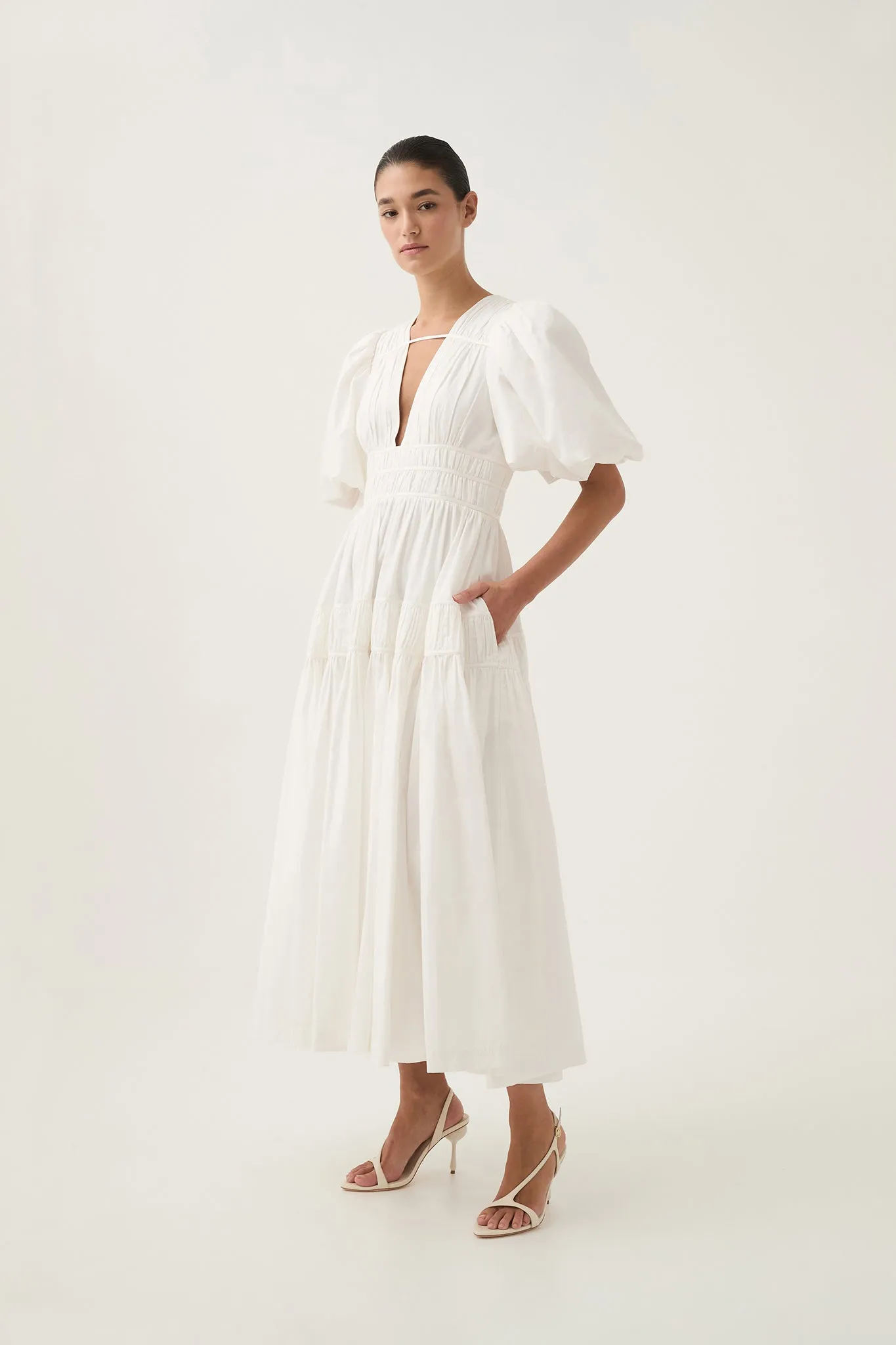 Fallingwater Ruched Midi Dress sold by Aje product image thumbnail 3