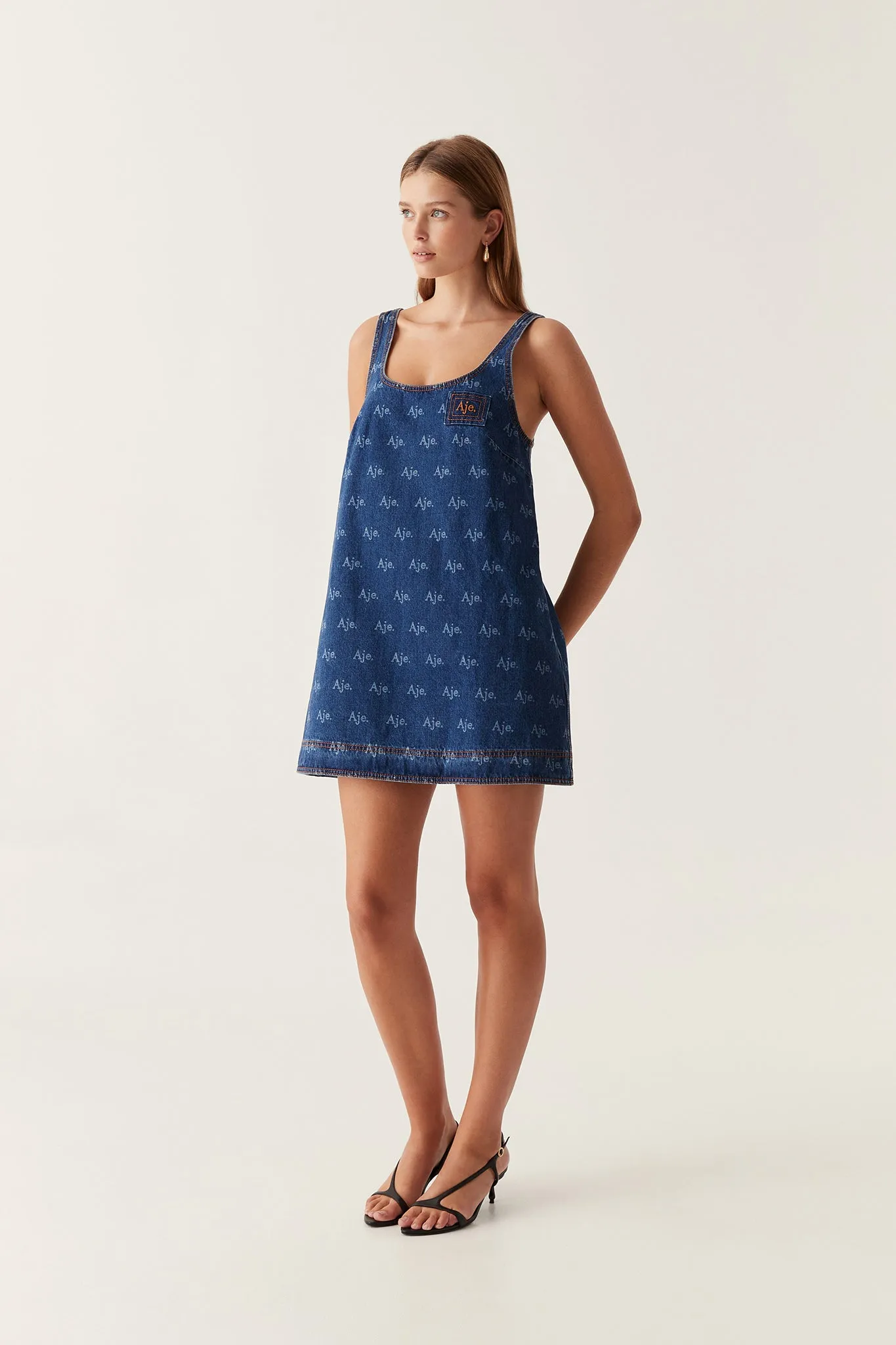 Ratio Logo Denim Mini Dress sold by Aje product image thumbnail 5