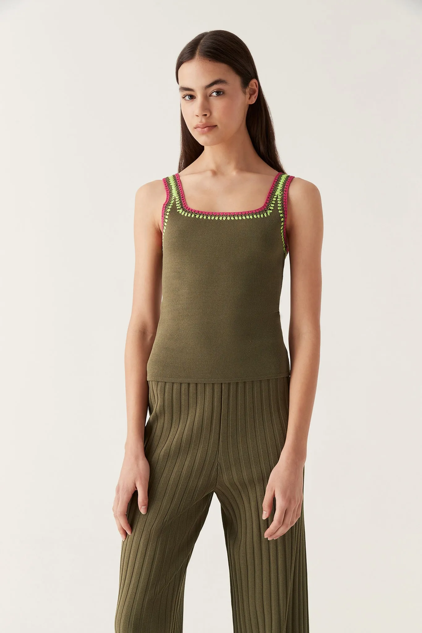 Tazia Crocheted Edge Tank sold by Aje