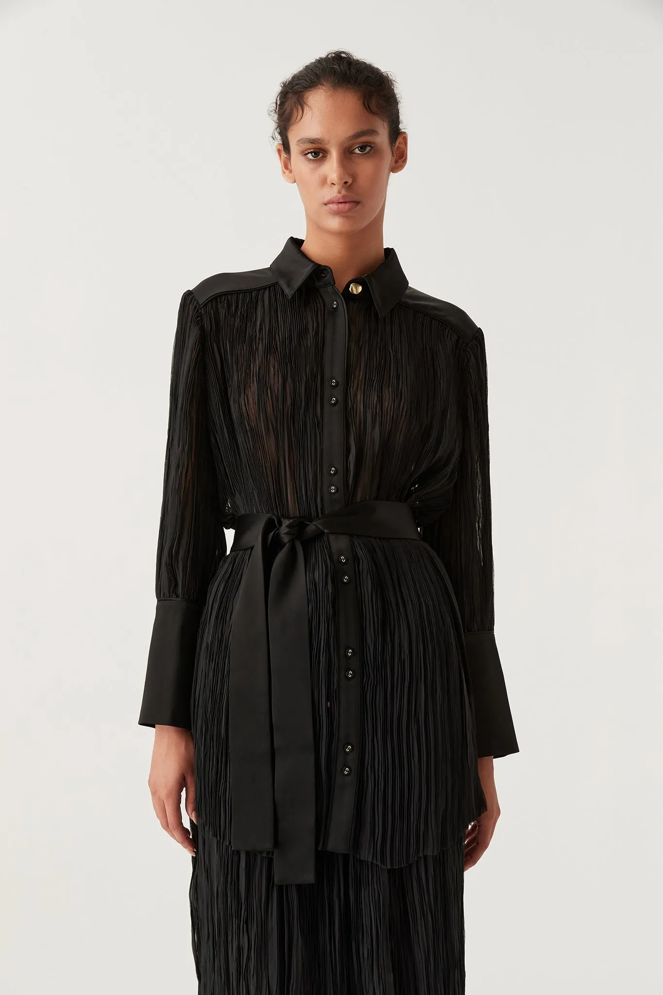Aerial Oversized Pleated Shirt sold by Aje