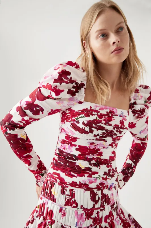 Marlene Roses Ruched Top sold by Aje