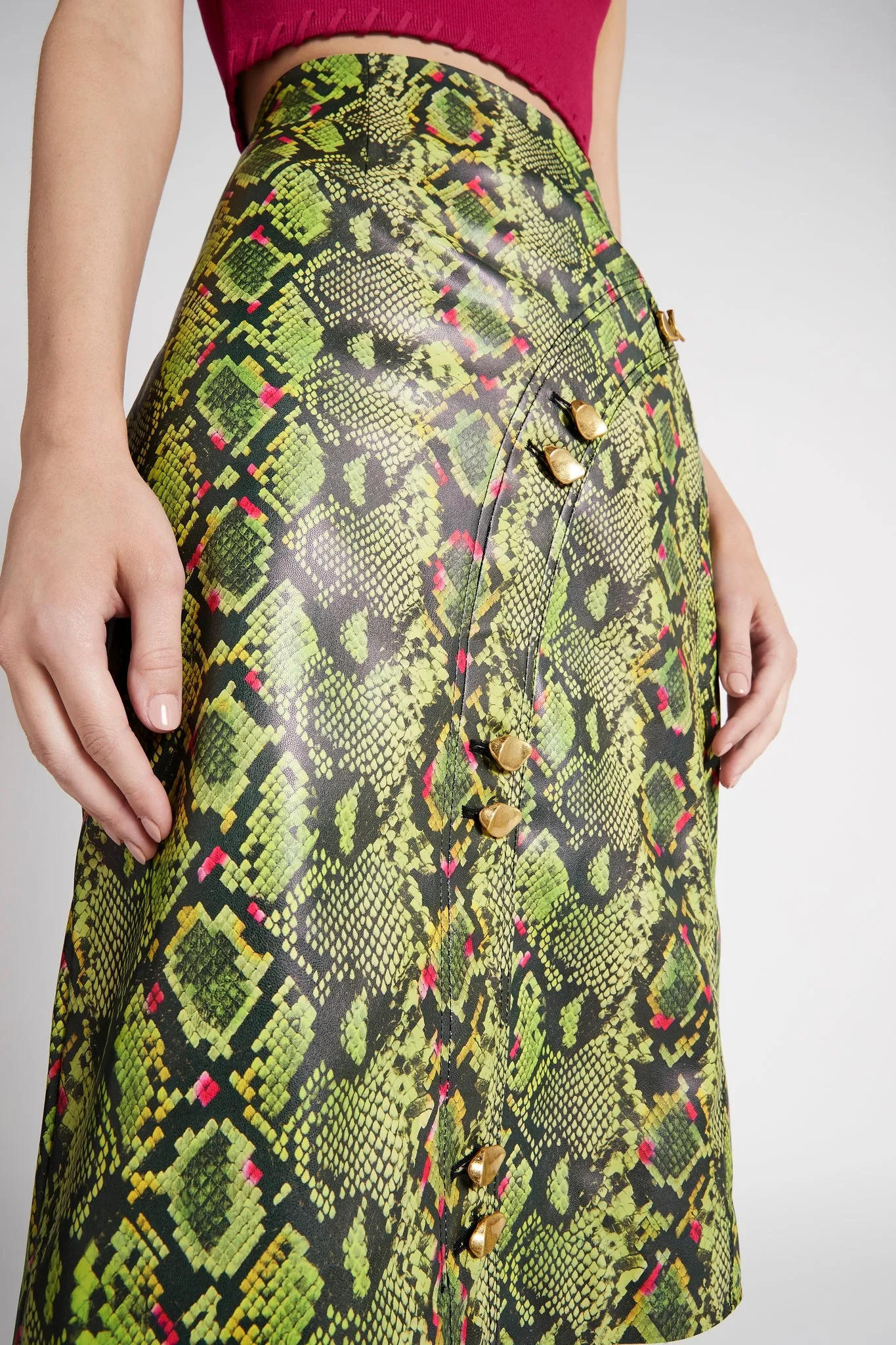 Serpentine Vegan Leather Midi Skirt sold by Aje product image thumbnail 4