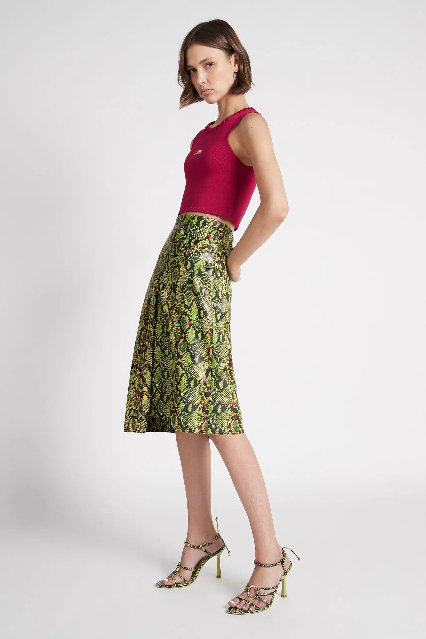 Serpentine Vegan Leather Midi Skirt sold by Aje product image thumbnail 5