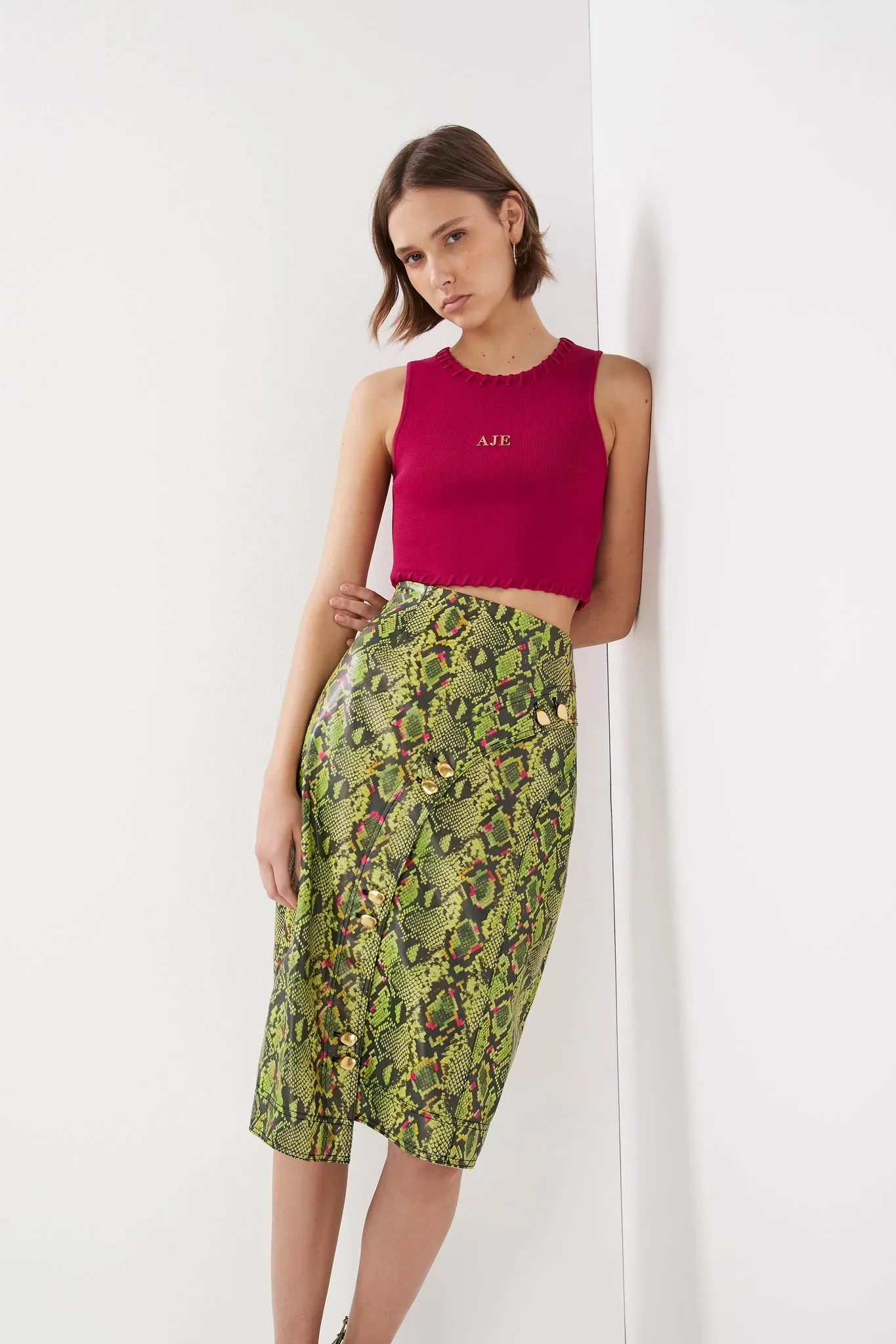Serpentine Vegan Leather Midi Skirt sold by Aje product image thumbnail 3