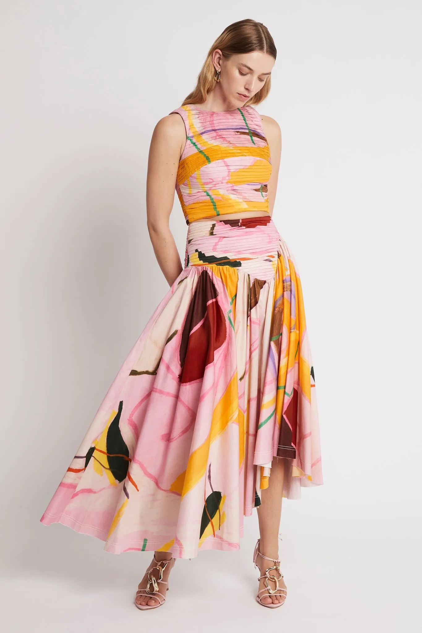 Jolie Asymmetric Midi Skirt sold by Aje