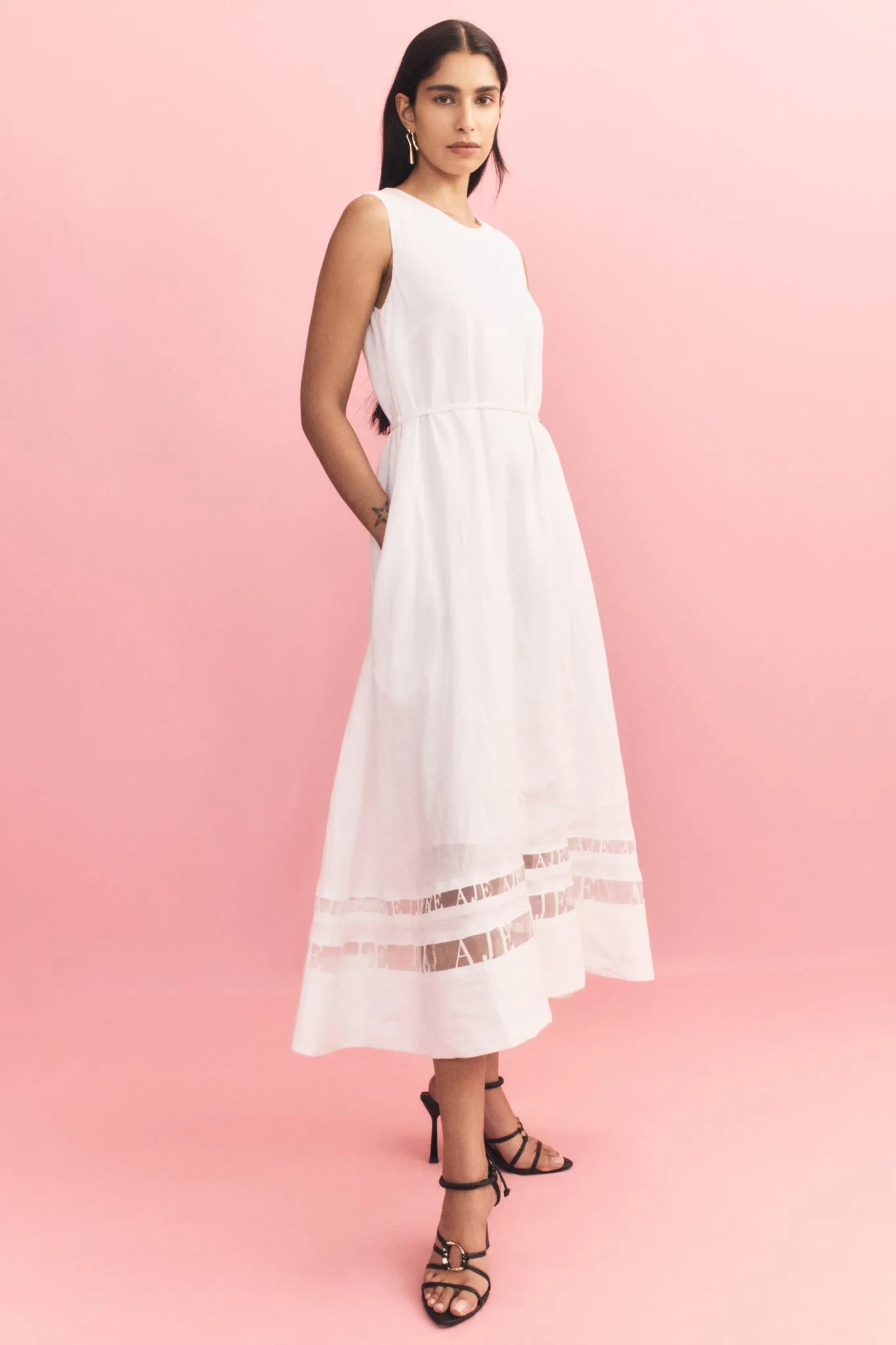Reframe Logo Trim Midi Dress sold by Aje