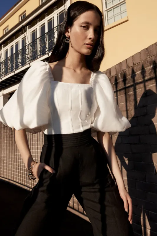 Cecile Puff Sleeve Corset Top sold by Aje